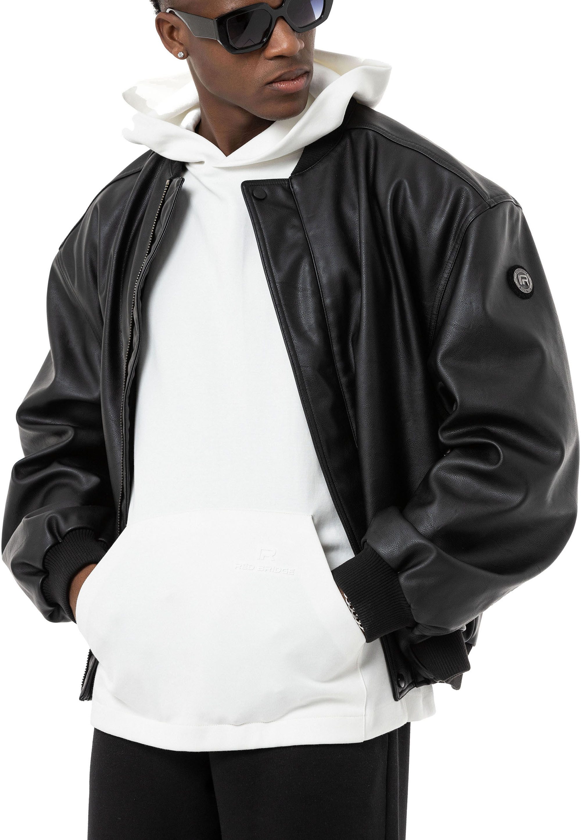 RedBridge Lederimitatjacke Red Bridge Herren Kunst-Leder Bomberjacke weit geschnitten – Bild 4 von 5