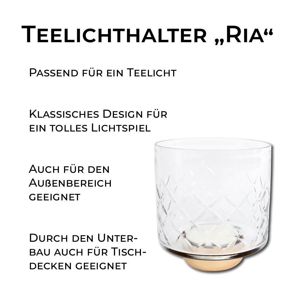 Design, Rivanto Größe Teelichthalter 11.5x11.5x13 Teelichtständer im Maße Ria klassischen cm St), (1 M,