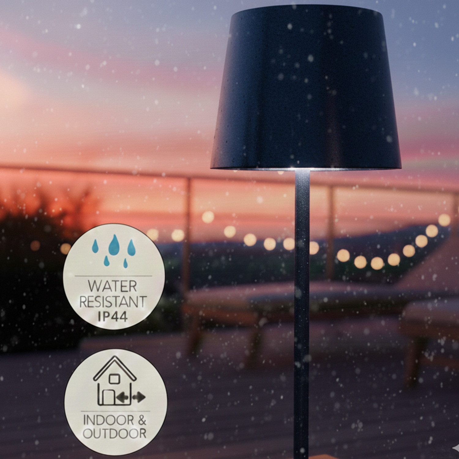 Coen Bakker Deco BV LED Außen-Tischleuchte Touch Tischlampe Dimmbar Akku IP44 Glatt Groß, Touch-Funktion, LED fest verbaut, Kaltweiß, Warmweiß, Tageslichtweiß,  – Bild 4 von 5