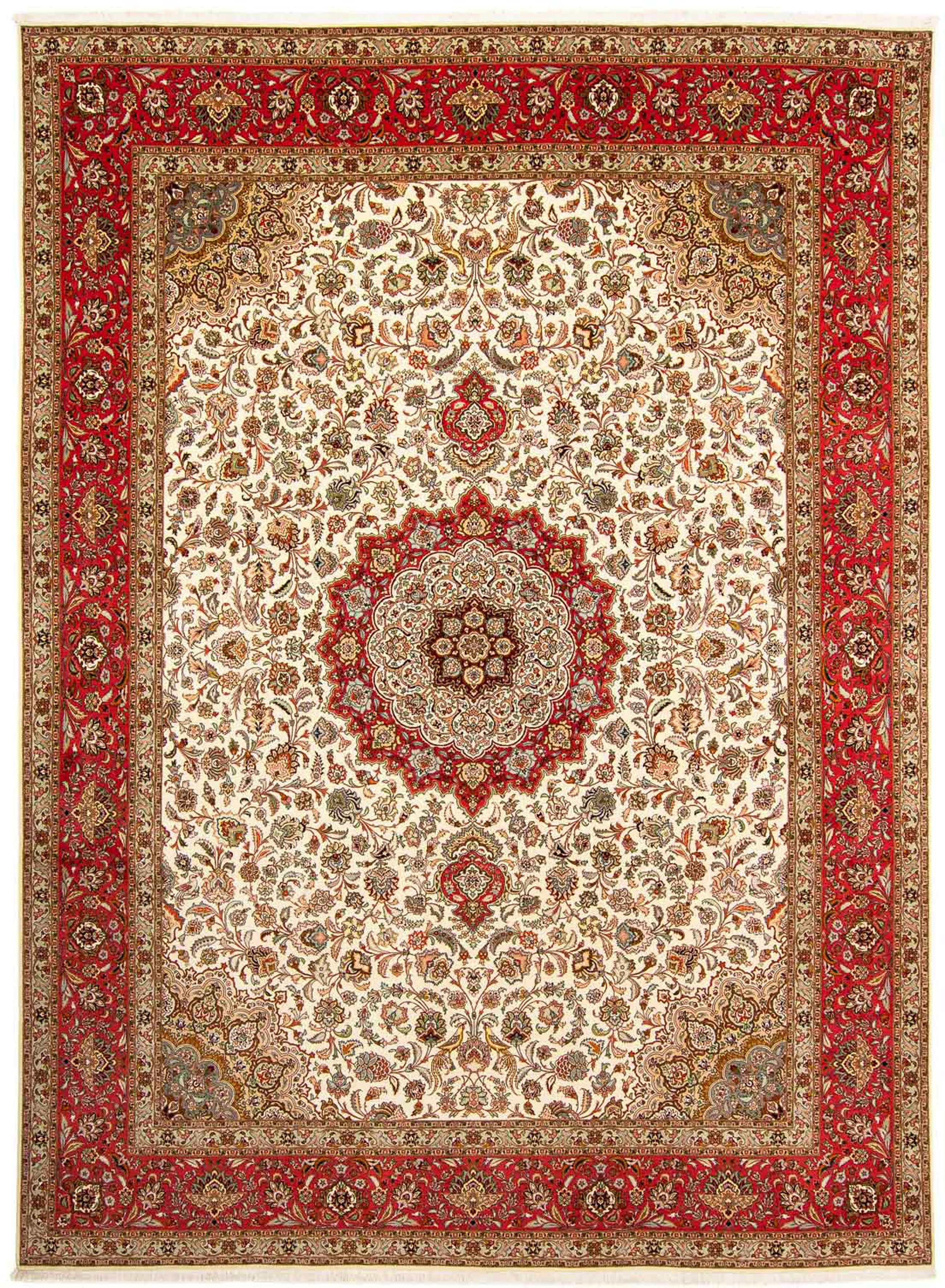 Orientteppich Perser - Täbriz - mm, cm Wohnzimmer, x Höhe: rot, Einzelstück - 300 - Zertifikat rechteckig, mit Royal 7 morgenland, Handgeknüpft, 406