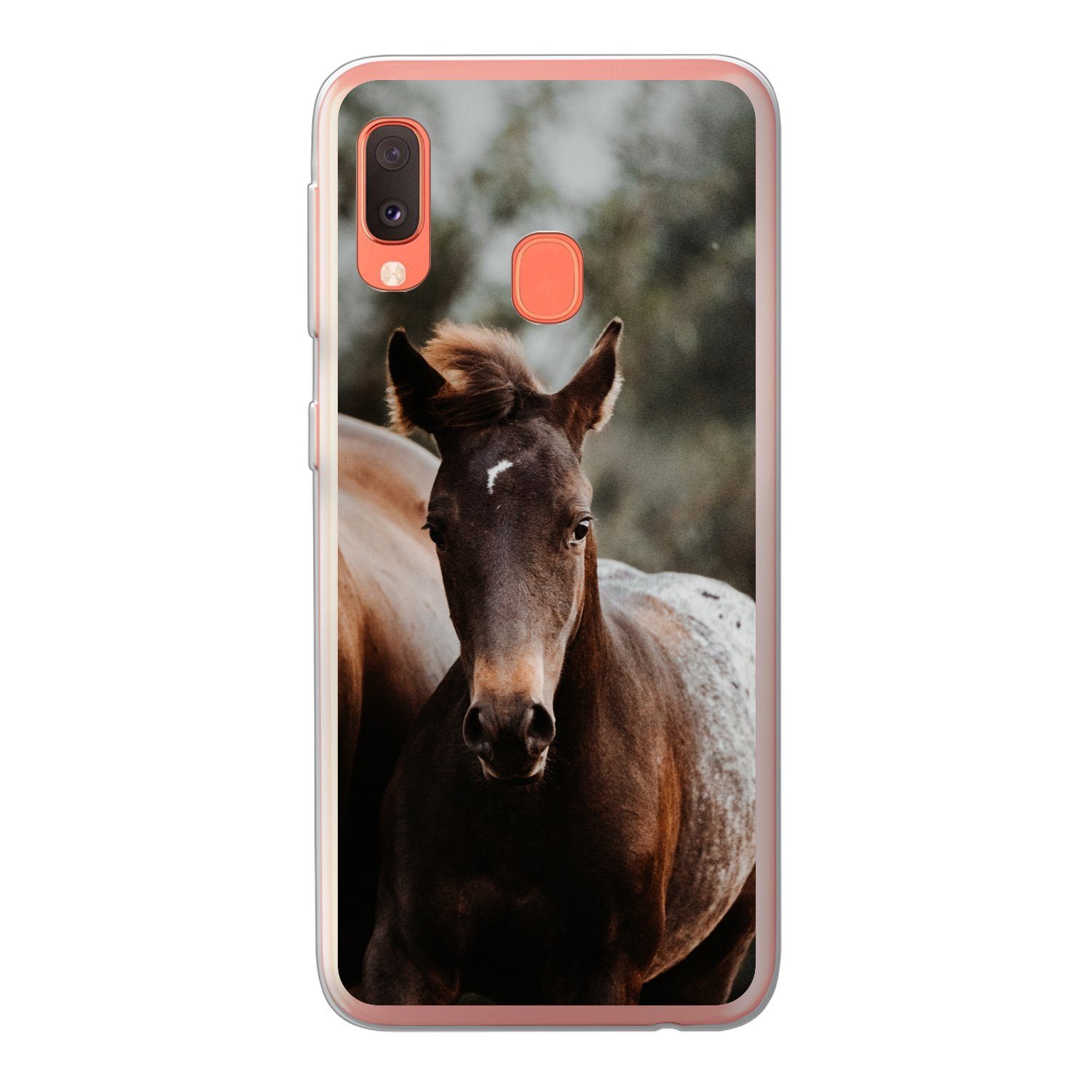MuchoWow Handyhülle für Samsung Galaxy A20e Pferde - Wald - Berge, Smartphone-Bumper, Print, Handy Schutzhülle Dünn