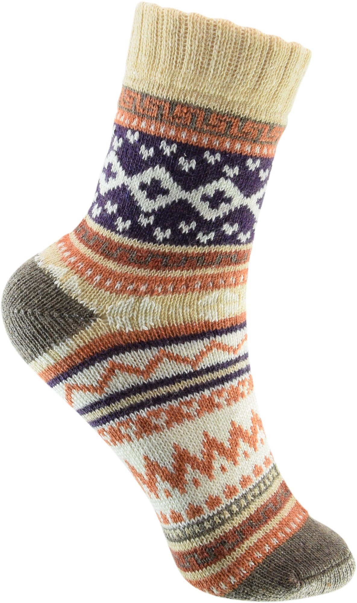 Bunte in Norwegersocken (33 Norweger 40) Design (2-Paar) Socken cosey – Beige