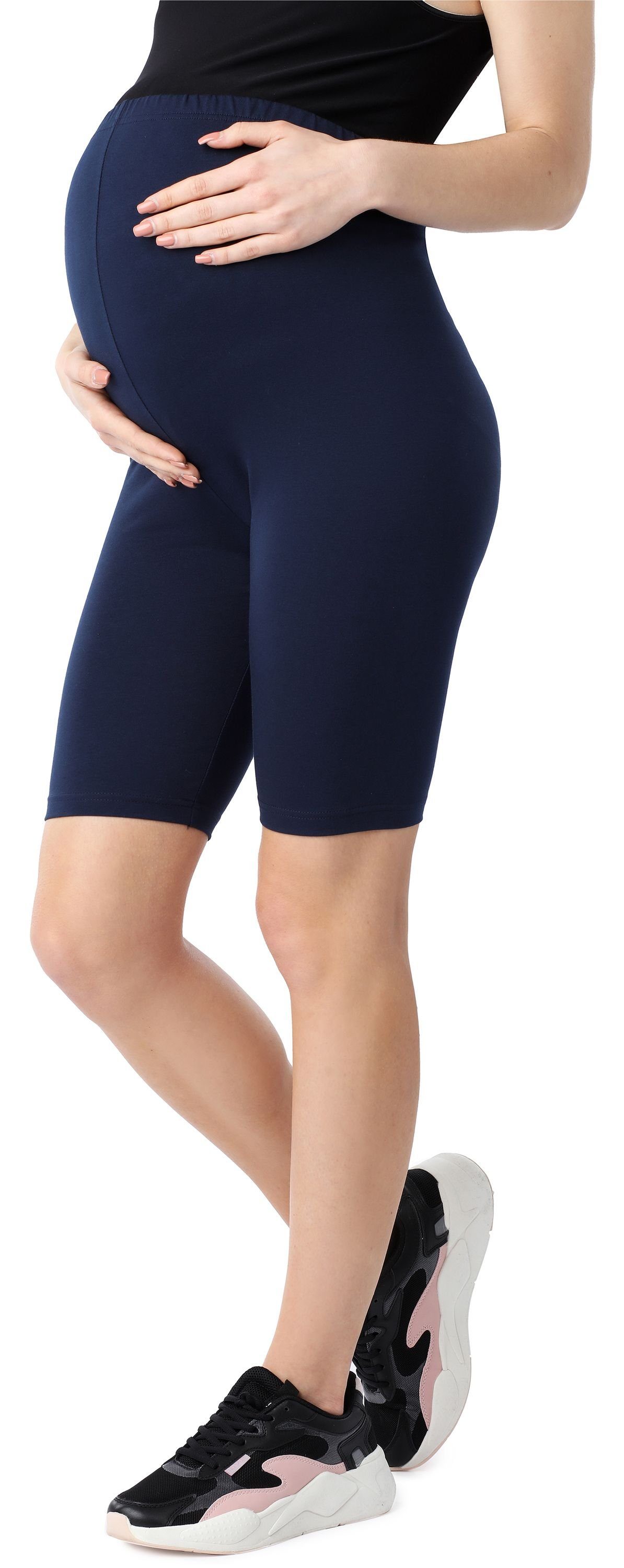 Be Mammy Umstandsleggings Damen Kurze Umstandsleggings aus Bio-Baumwolle BE20-285 (1-tlg) elastischer Bund