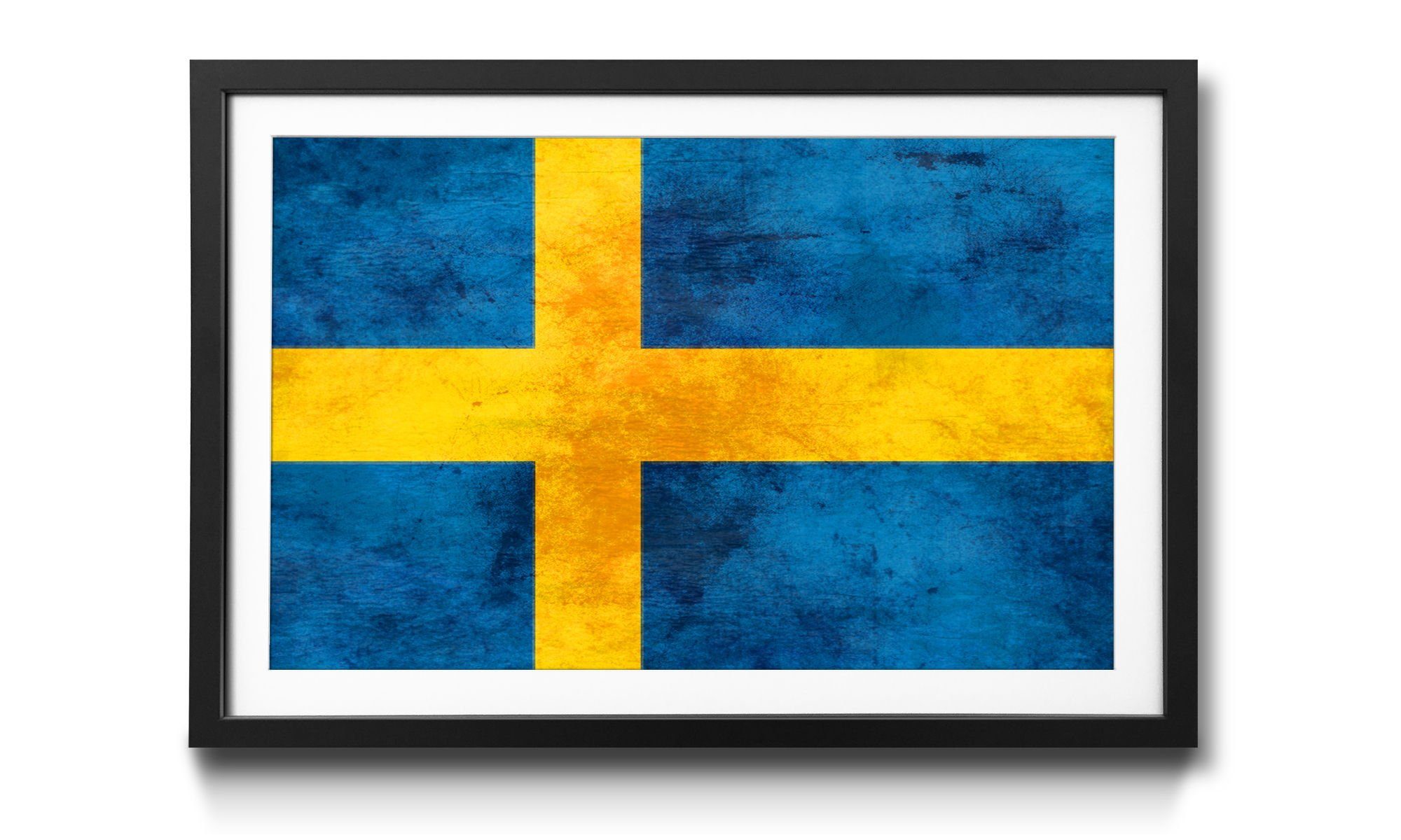 4 Größen erhältlich WandbilderXXL Bild mit Rahmen Wandbild, Schweden, in Flagge,