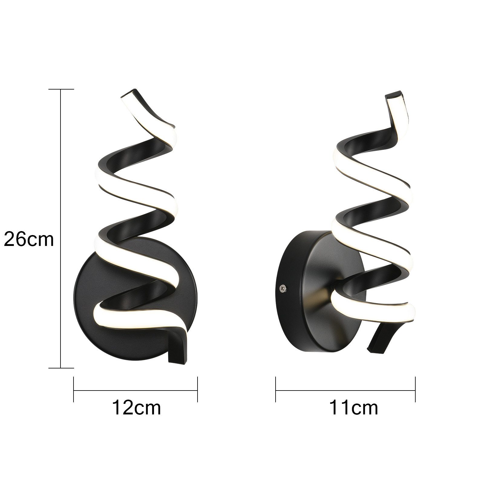 ZMH LED Wandleuchte Innen Schwarz/Weiß Wandlampe Modern 7W Warmweiß Wohnzim günstig online kaufen