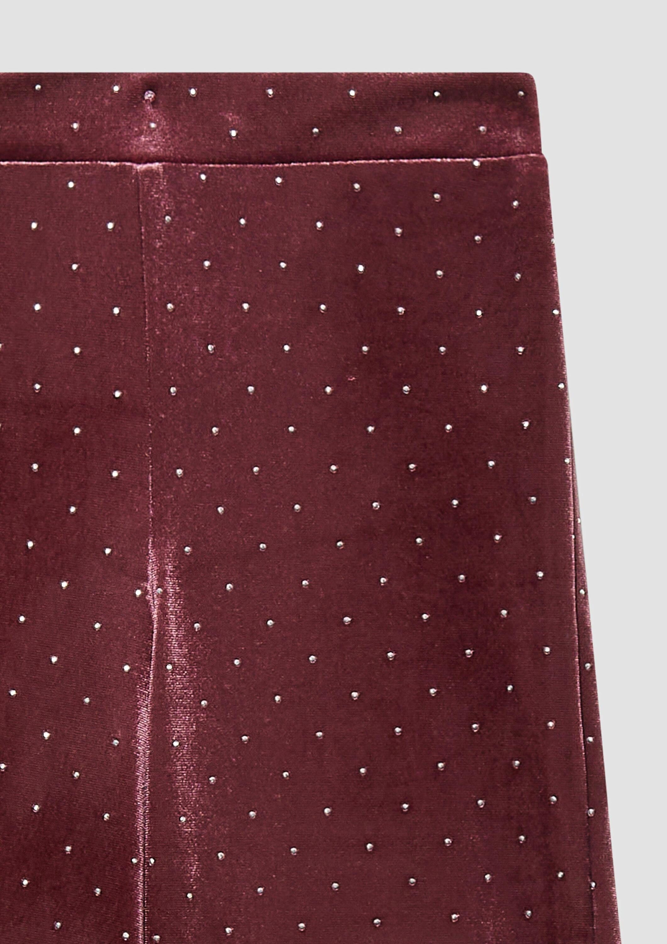 s.Oliver Chinos Leggings Wide Leg-Hose aus Samt mit Glitzersteinen – Bild 4 von 4