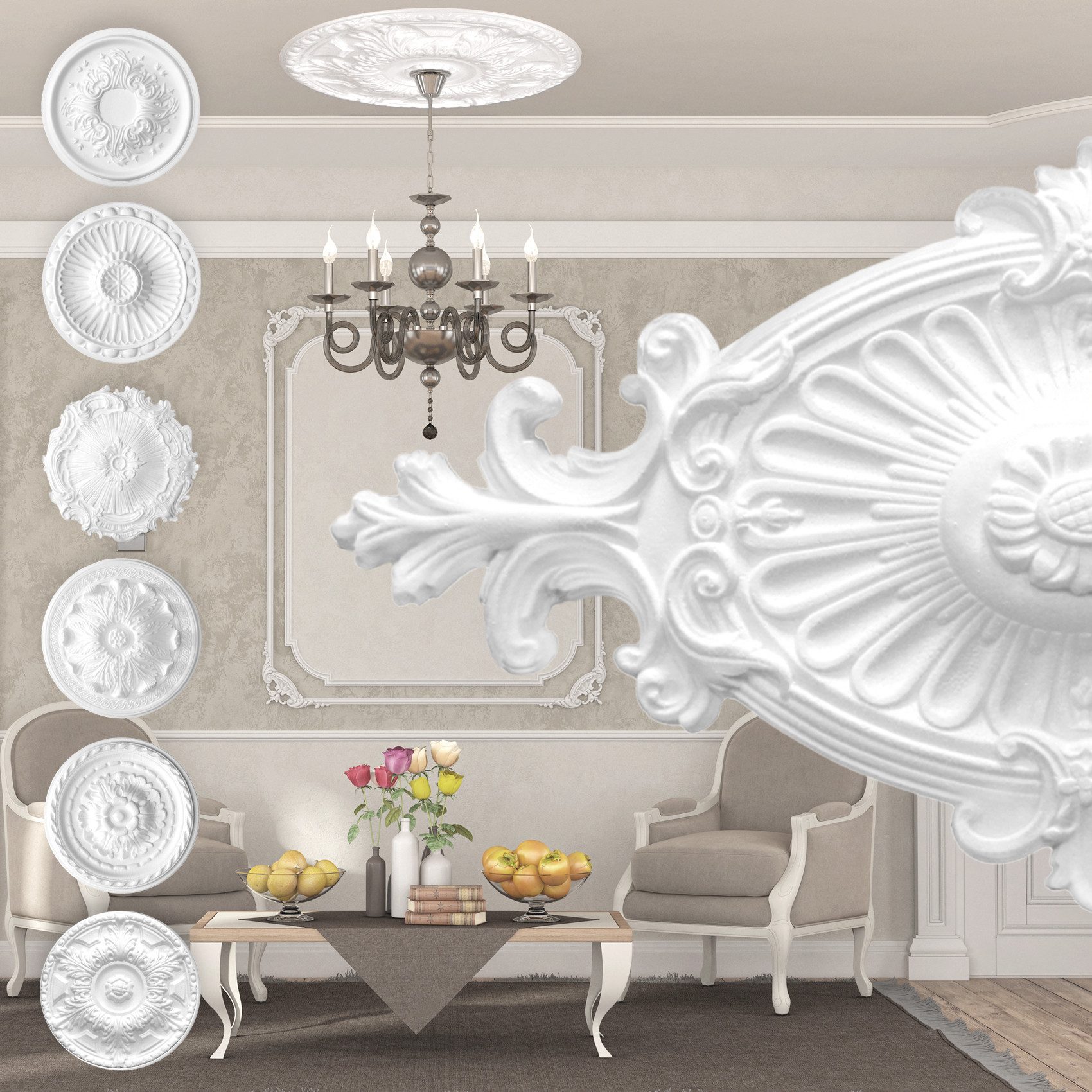 marbet design Wanddekoobjekt R-11 (Stuckrosette aus günstig online kaufen