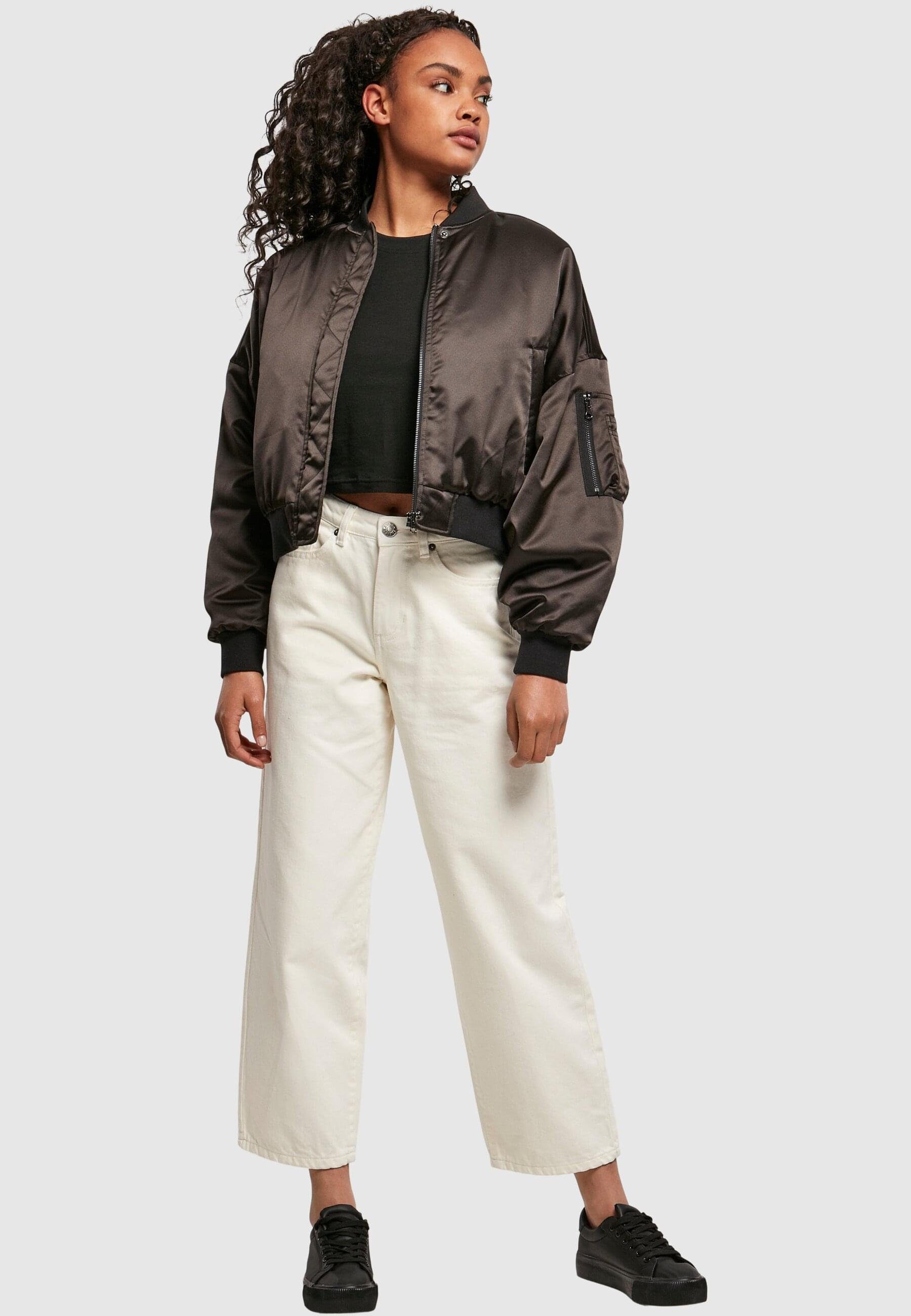 URBAN CLASSICS Bomberjacke Bomber Ladies Jacket Oversized (1-St) Damen Satin black Short