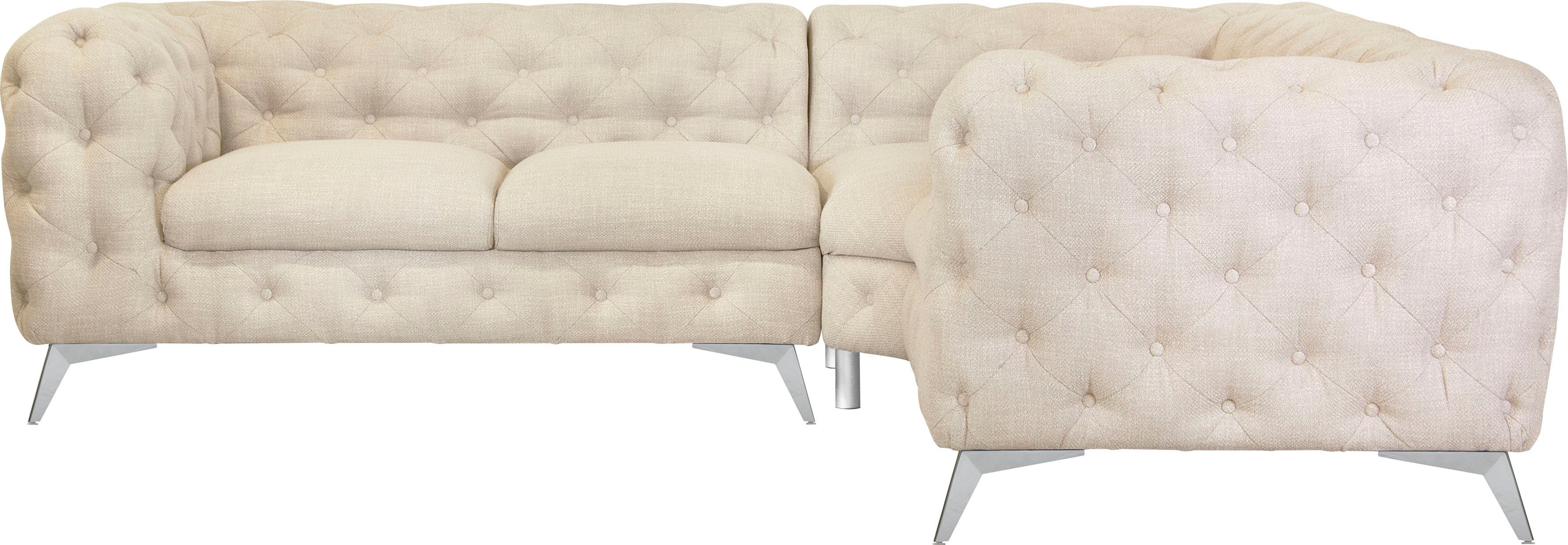 Leonique Chesterfield-Sofa "Ecksofa GLYNIS L-Form mit Wellenunterfederung, günstig online kaufen