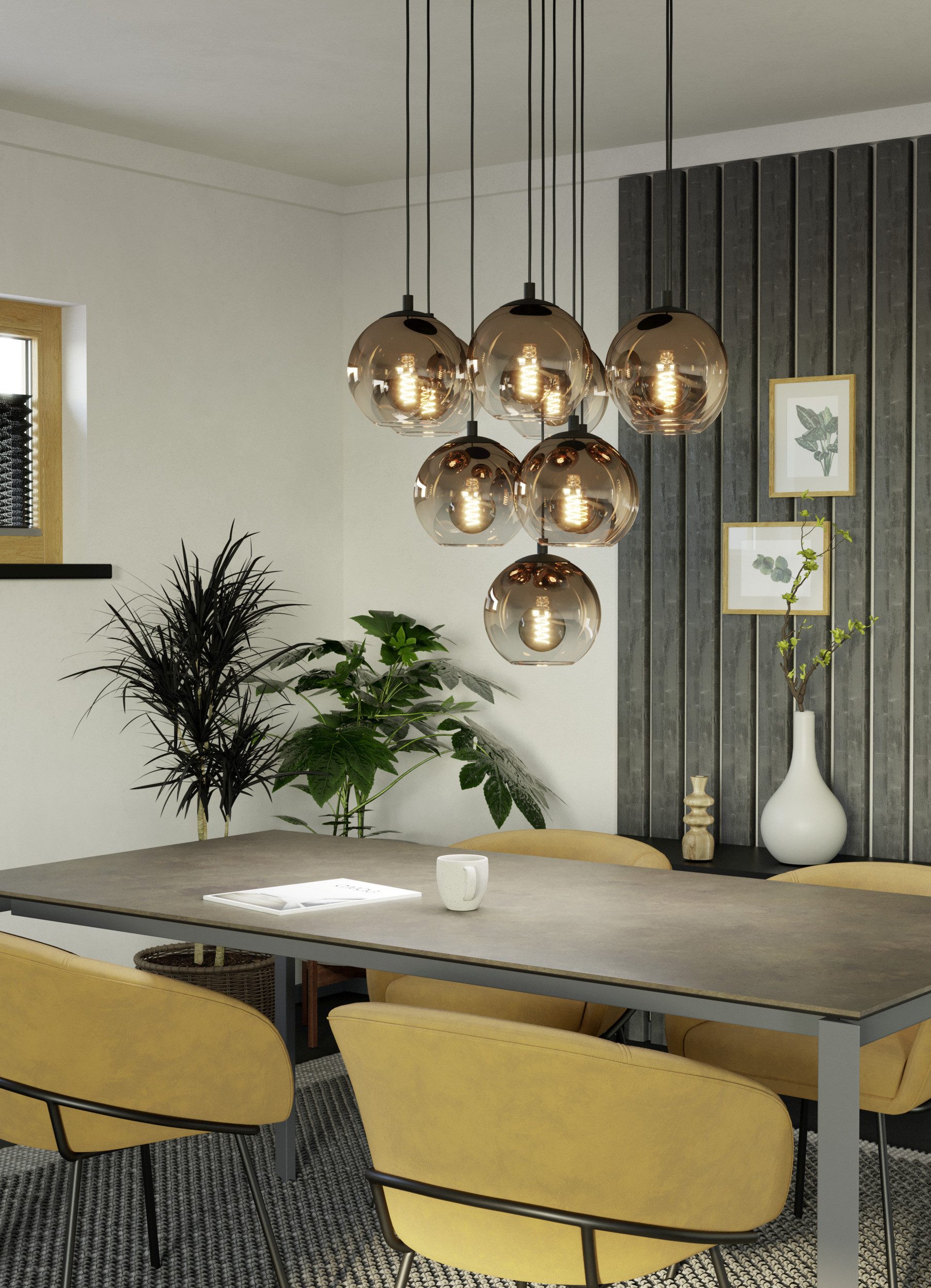 EGLO Hängeleuchte ARISCANI 1 Pendellampe - Stahl - E27 - 10X60W - IP20, ohne Leuchtmittel, Hängelampe, Deckenlampe, Wohnzimmer, Esszimmer, H110 x Ø64,5 cm