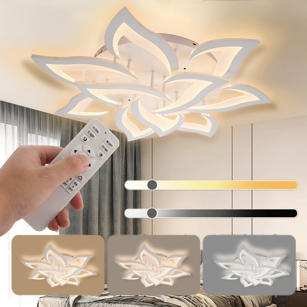 oyajia Deckenleuchte 72W Blumenförmiges LED Deckenleuchte Dimmbar, 10 Köpfe günstig online kaufen