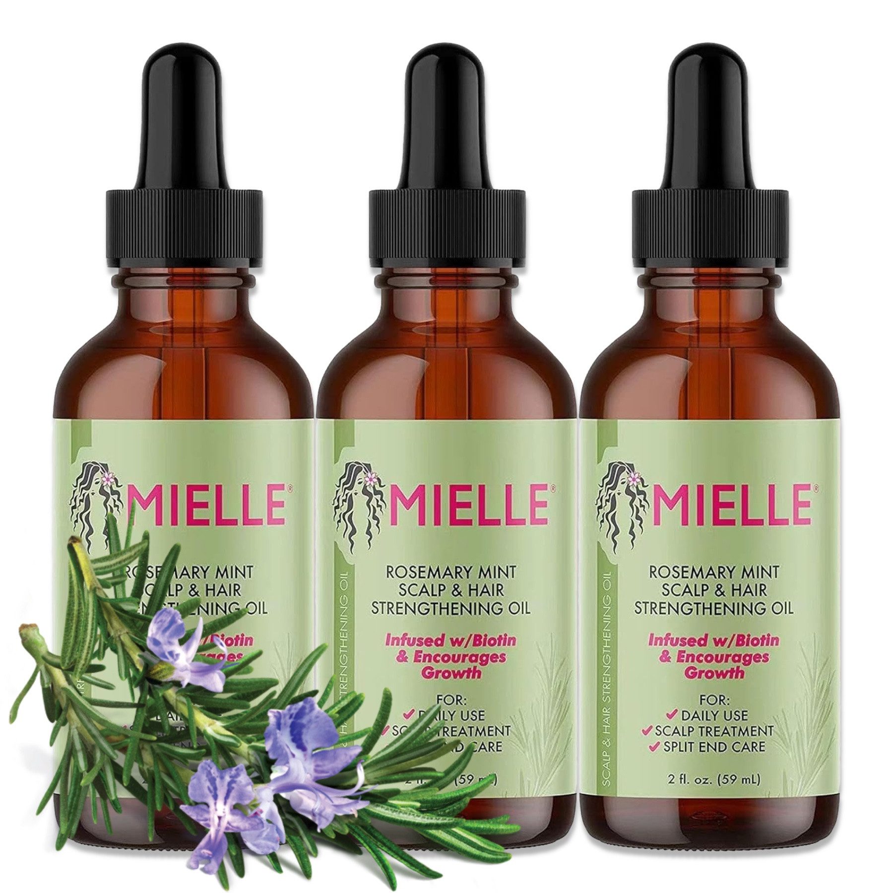 Mielle Organics Haaröl Rosmarinöl Ätherisches Öl Haarwachstum Haarpflege Hautpflege MIELLE, 3-tlg.