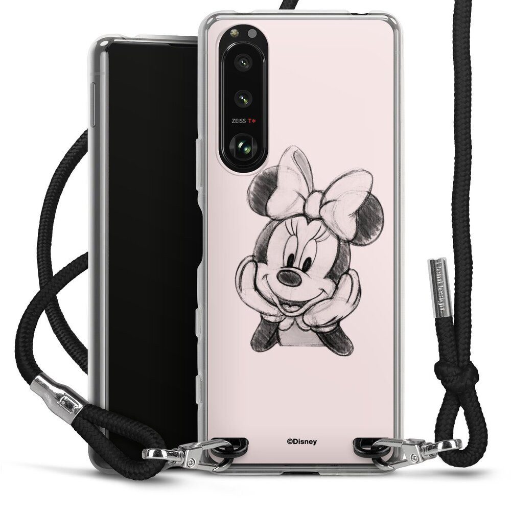 DeinDesign Handyhülle Minnie Mouse Offizielles Lizenzprodukt Disney Minnie Posing Sitting, Sony Xperia 5 III Handykette Hülle mit Band Case zum Umhängen