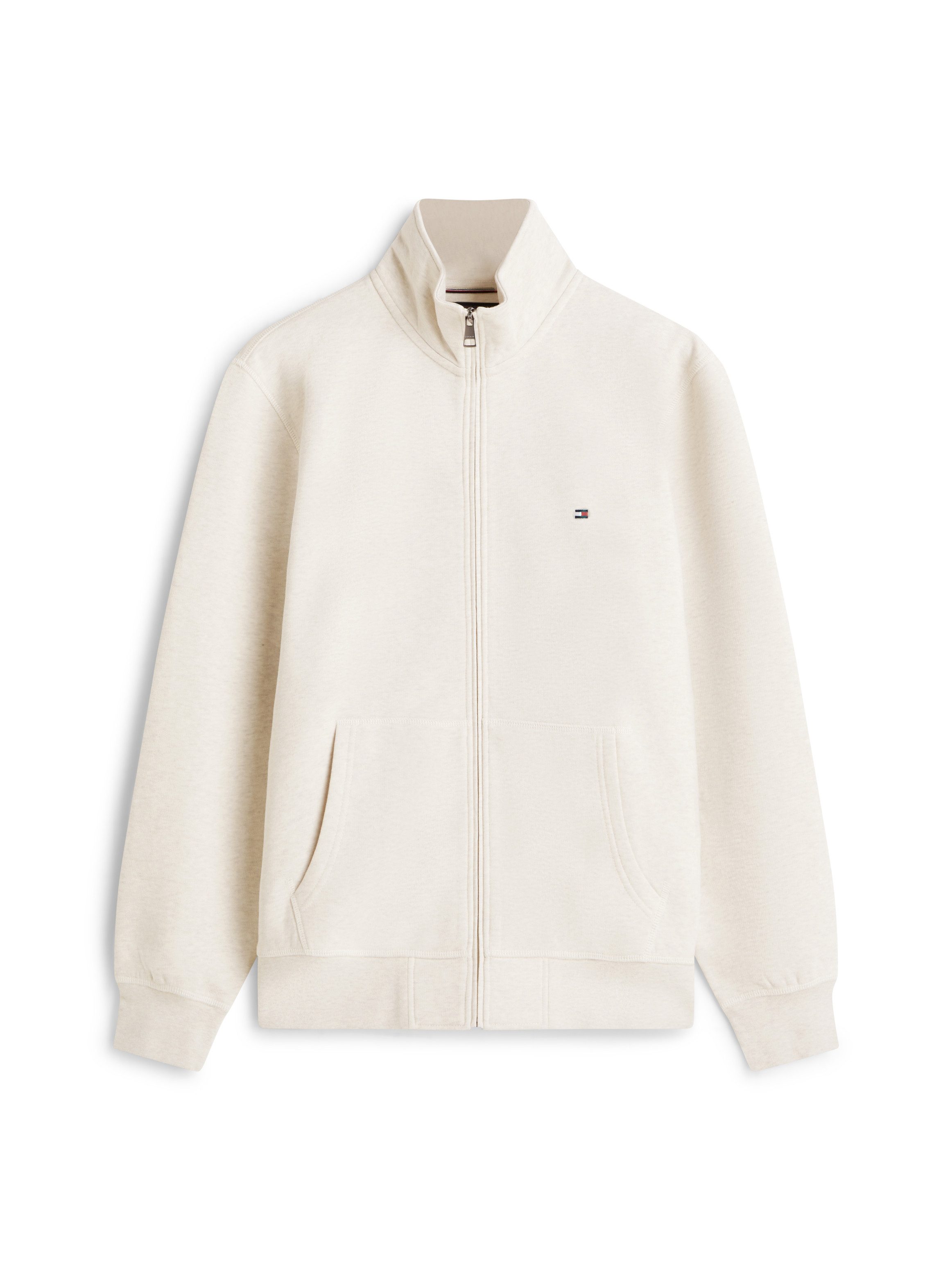 Tommy Hilfiger Sweatjacke ESSENTIAL FLEECE STAND COLLAR mit Stehkragen, regular fit, Rippbündchen