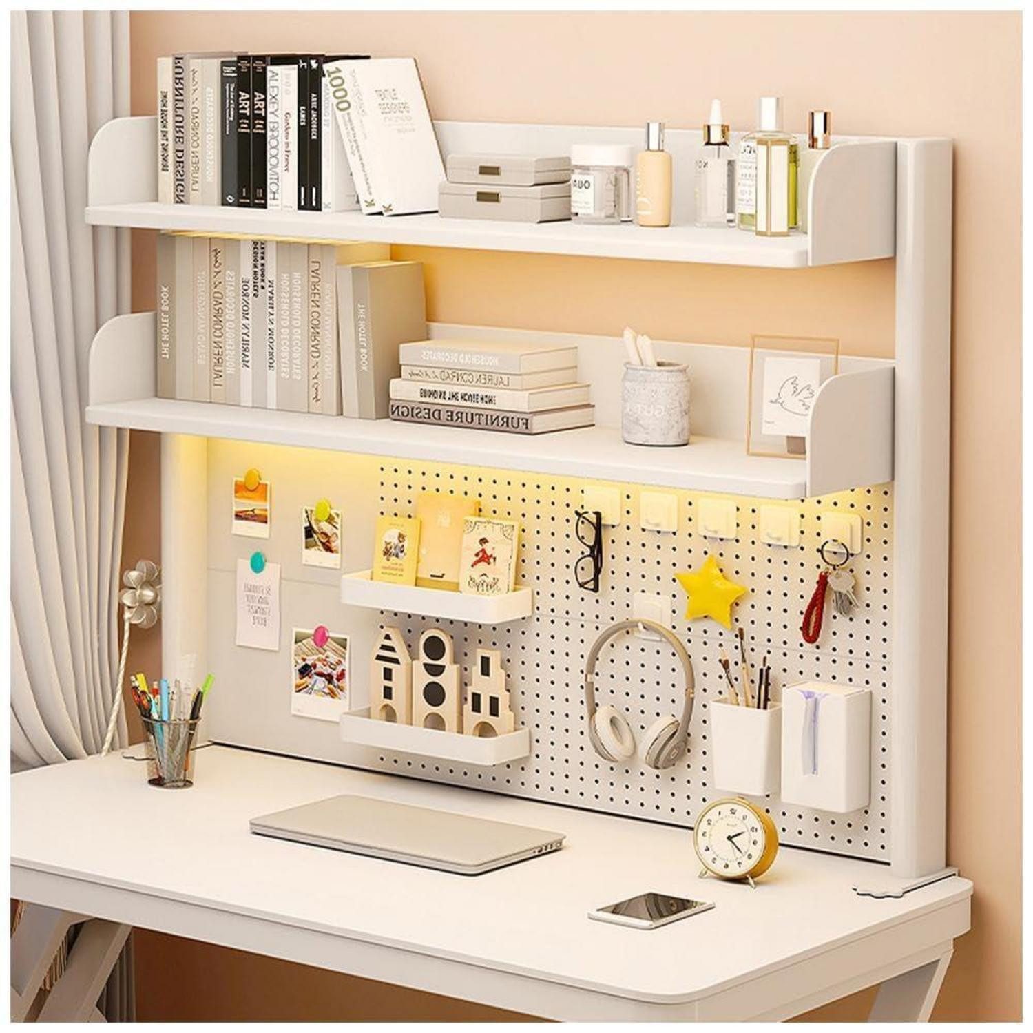 LuxusKollektion Bücherregal Schreibtisch-Organizer Klemme 80cm Weiß, 1-tlg.