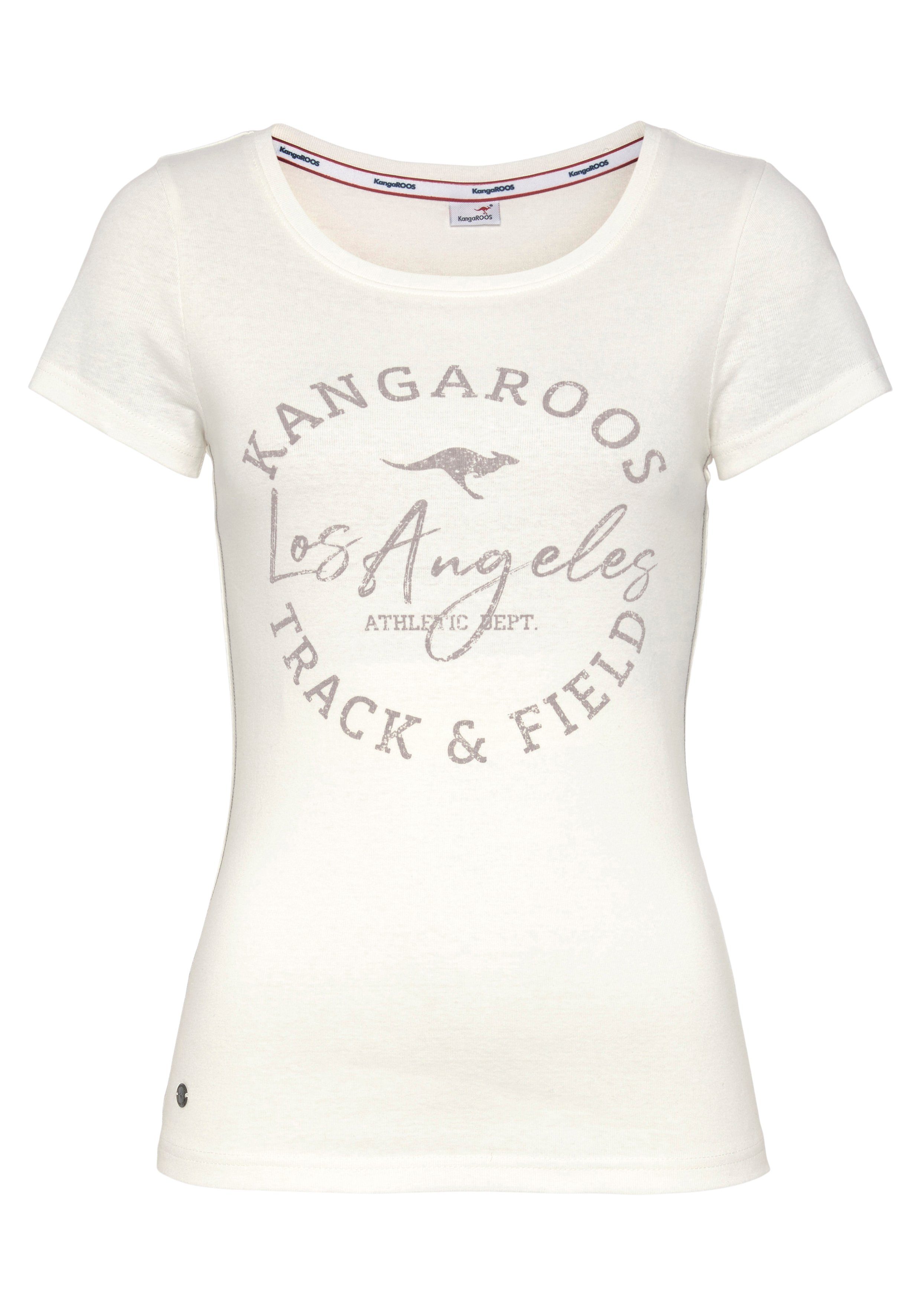 American-Look im KangaROOS - KOLLEKTION ecru Print-Shirt NEUE