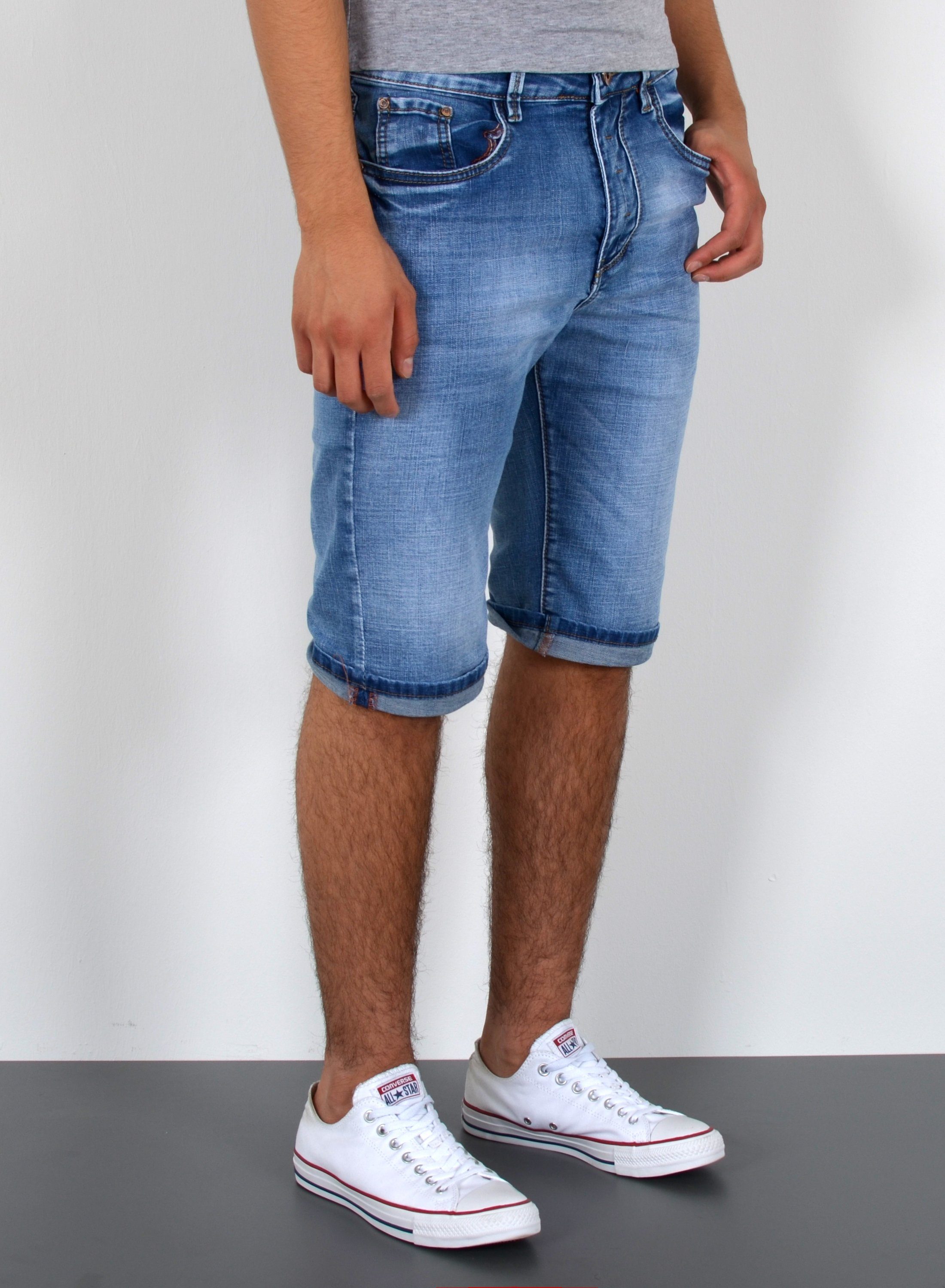 ESRA Jeansshorts Herren Sommerhose Jeans Shorts Herren Jeans-Shorts Stretch kurze Hose Jeans-Shorts Herren kurze Jeans Herren Sommer Hose Jeans Shorts