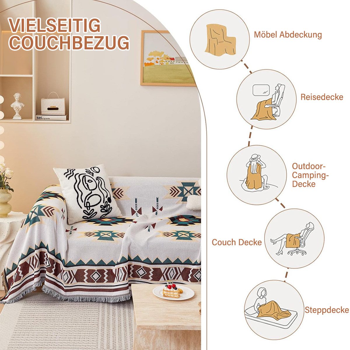 RWEUOQ Sofabezug Sofa überwurfdecke mit Quasten, günstig online kaufen