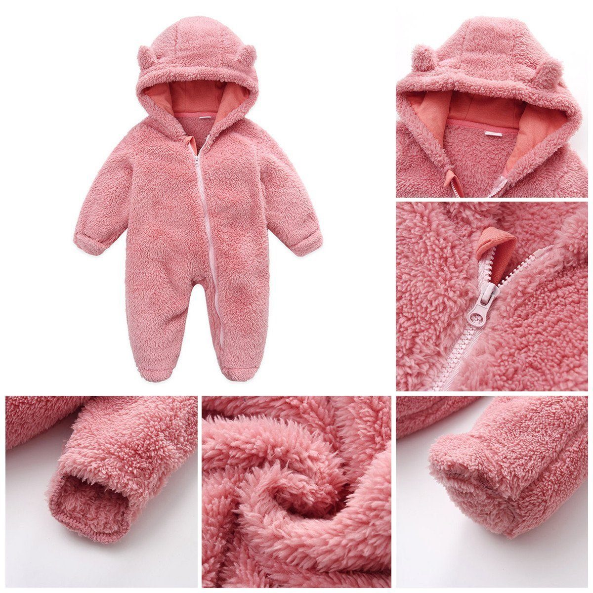 Daisred Schlafoverall Baby Braun Strampler Overall Schneeanzug Footie Bär Winter