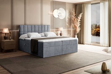 ALTDECOR Boxspringbett MIAMI (Multipocket-Matratze H4, H3 Matratze Bonellfederung, Topper, Kopfteil)