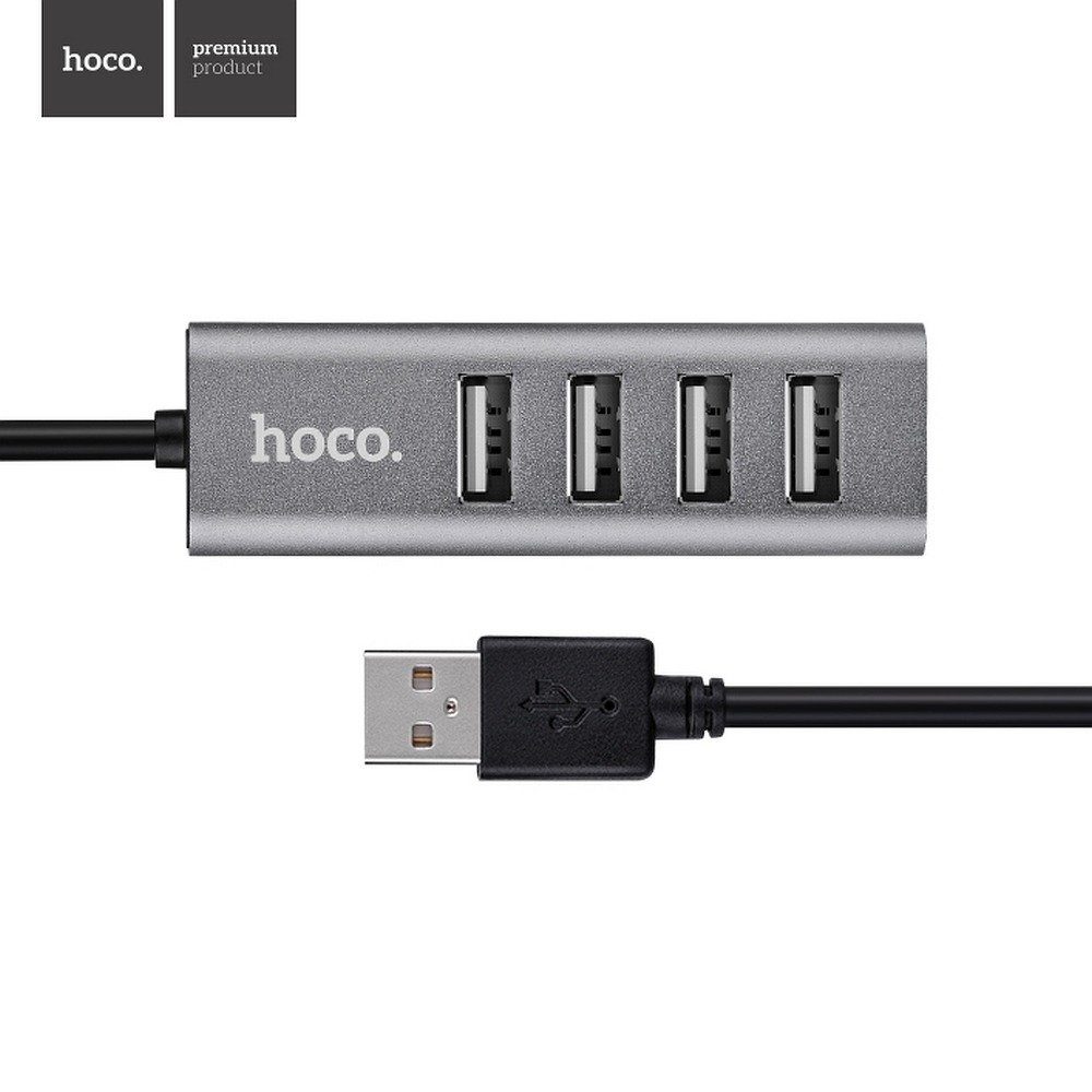 hoco. 4xUSB 2.0 HUB 4 Fach Verteiler Splitter Notebook PC Laptop silber HUB