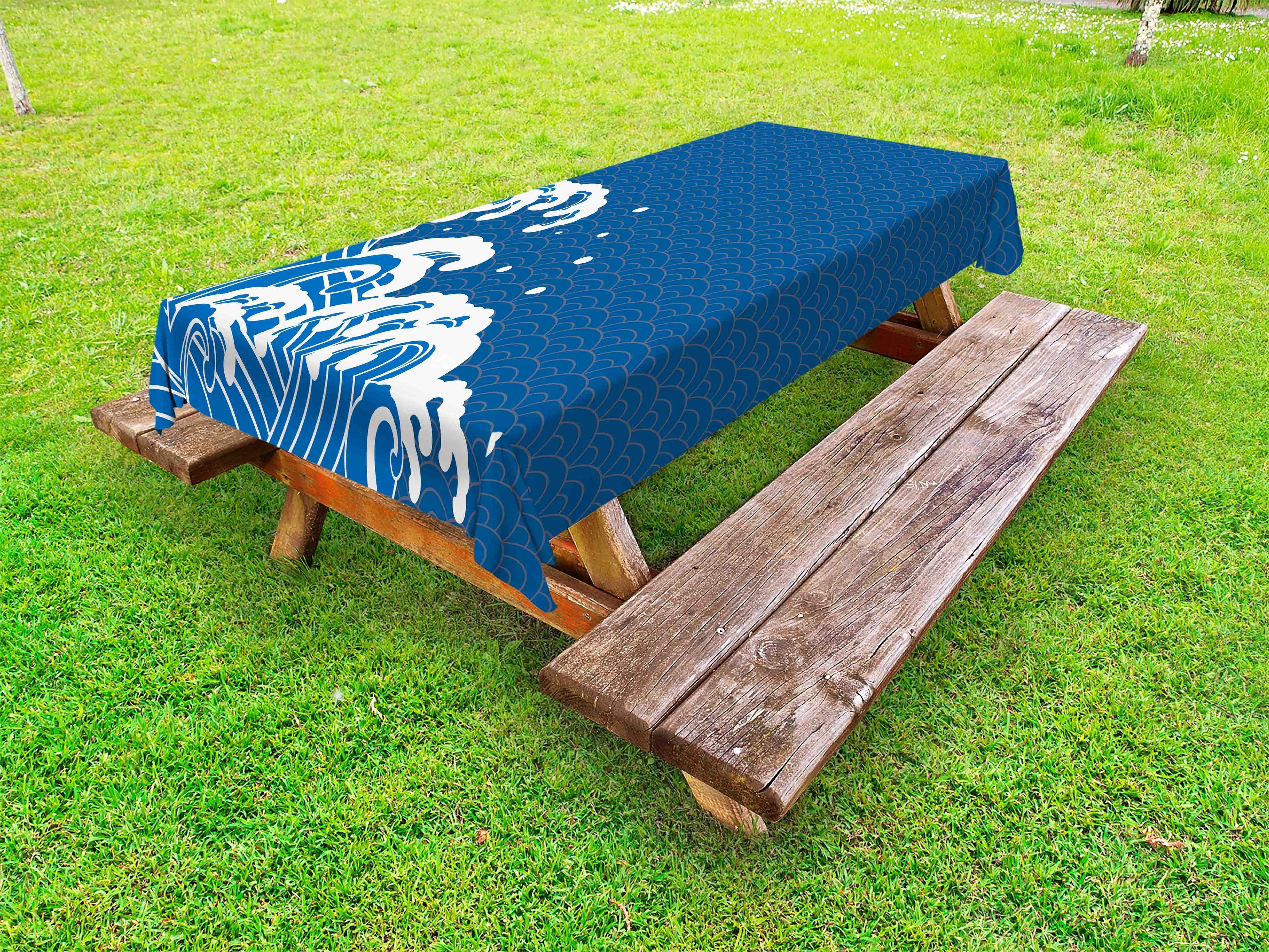 Abakuhaus Tischdecke dekorative waschbare Picknick-Tischdecke, japanische Welle Sea Oriental Waves