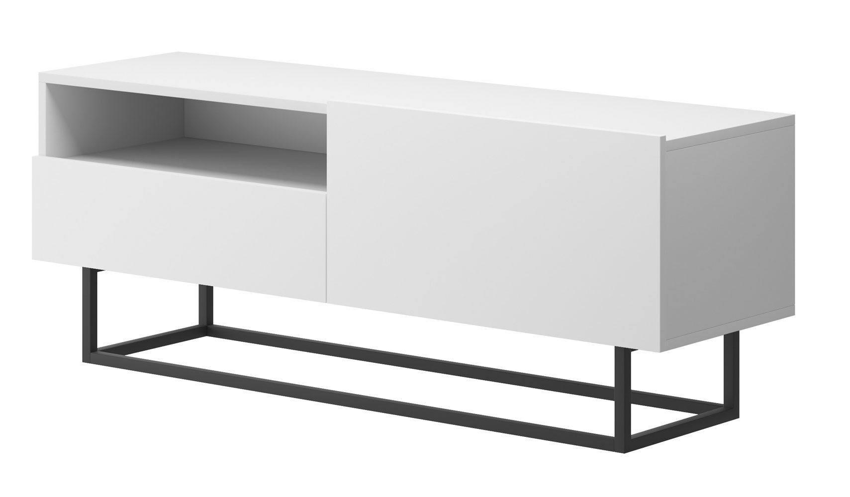 Feldmann-Wohnen Lowboard Emma (mit Schublade, mit Klapptür, 1 St., moderne Optik, mit Schublade, mit Klapptür), 120x37x47cm mit Klappe weiß