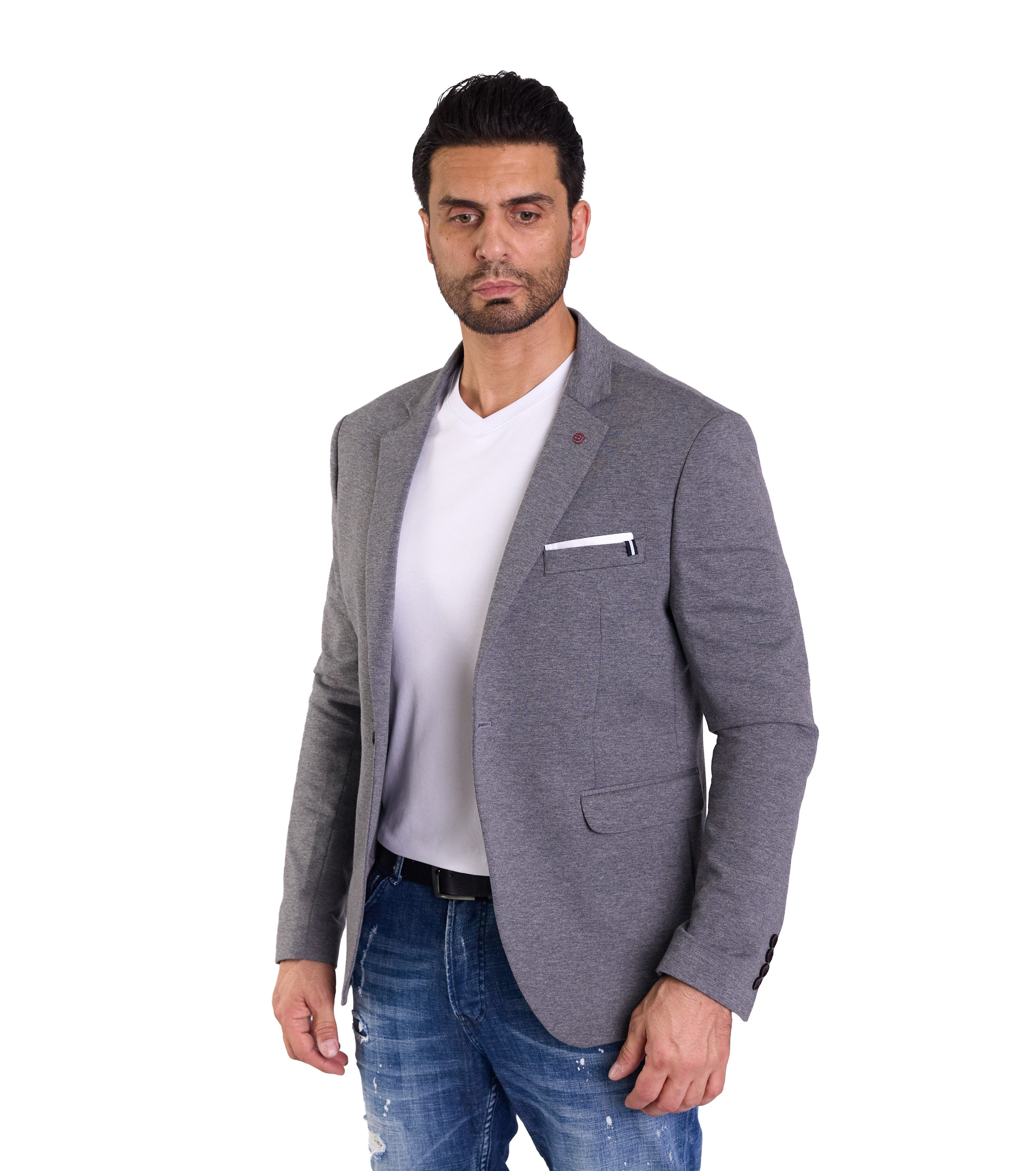 Denim Distriqt Jerseysakko Sportliches Herren SLIM FIT Jersey Sakko mit Stretch