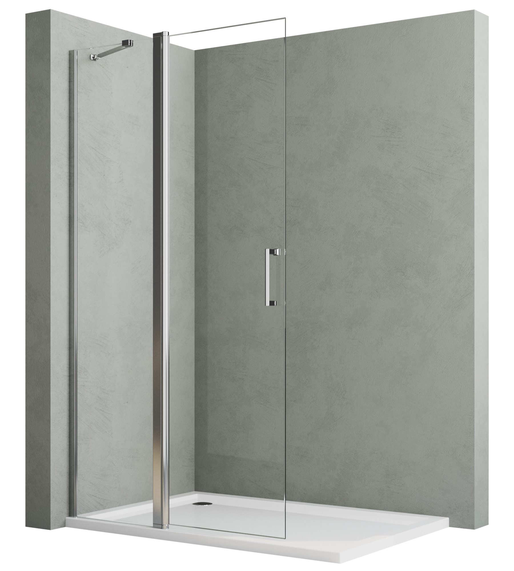 Hopibath Walk-in-Dusche Duschabtrennung für Dusche Walk In Duschwand, Sicherheitsglas NANO, Rechts-und Links montierbar