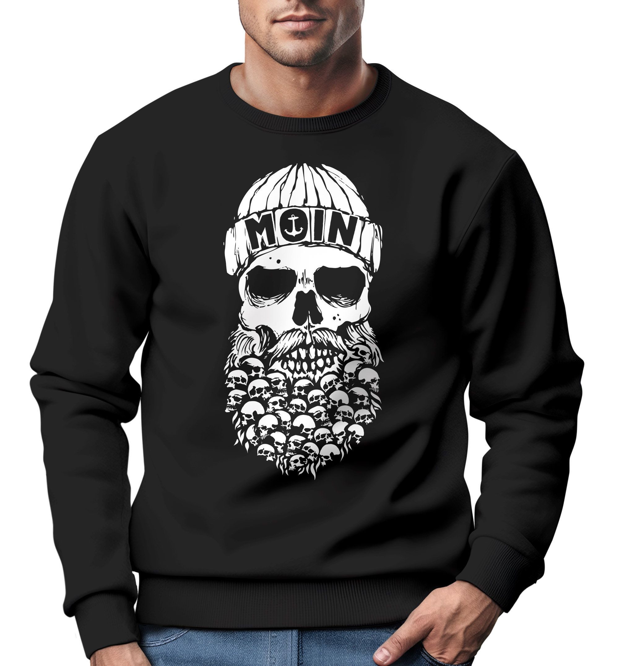 Neverless Sweatshirt Sweatshirt Herren Totenkopf Nordisch günstig online kaufen