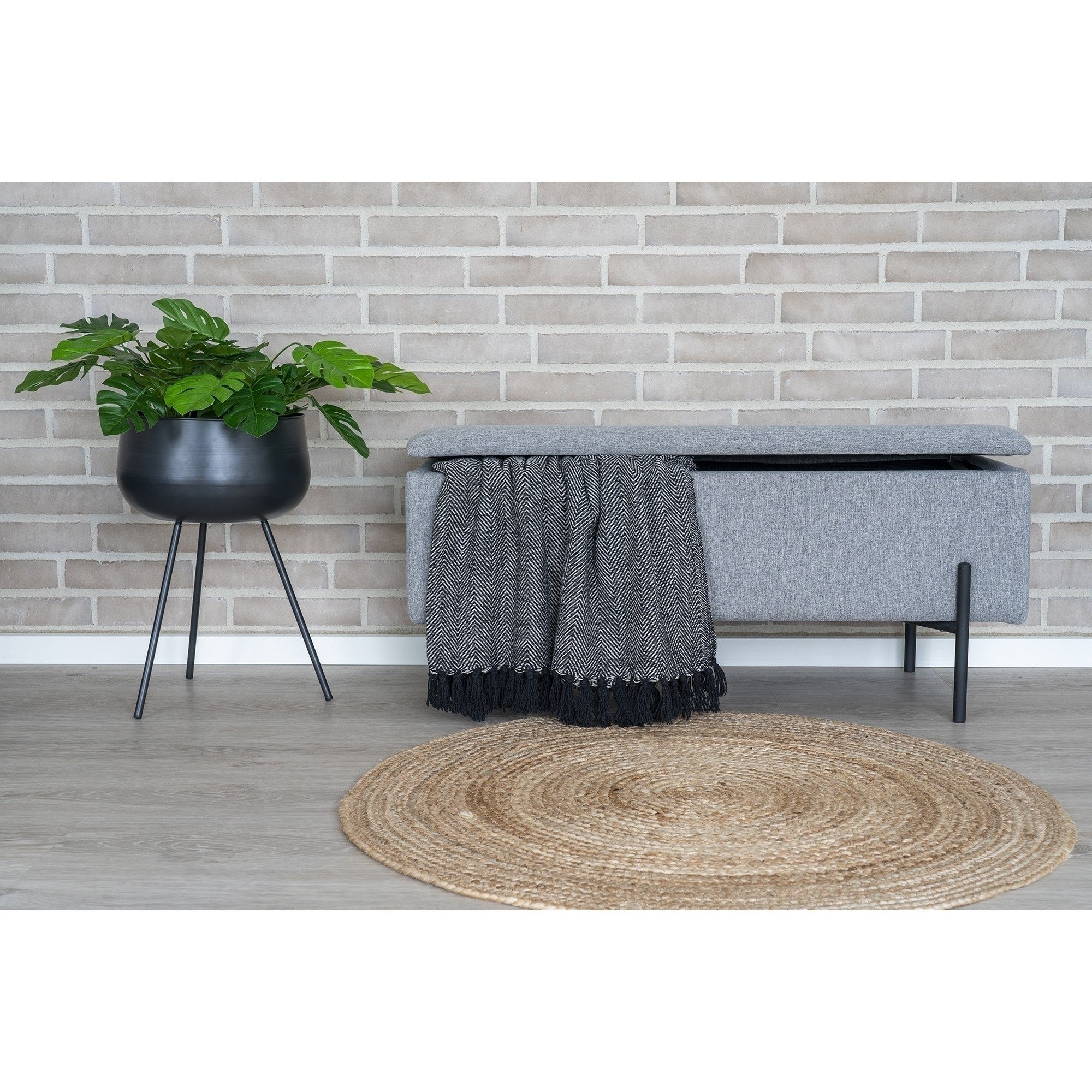 House Nordic Truhenbank in Hellgrau, Stoff günstig online kaufen