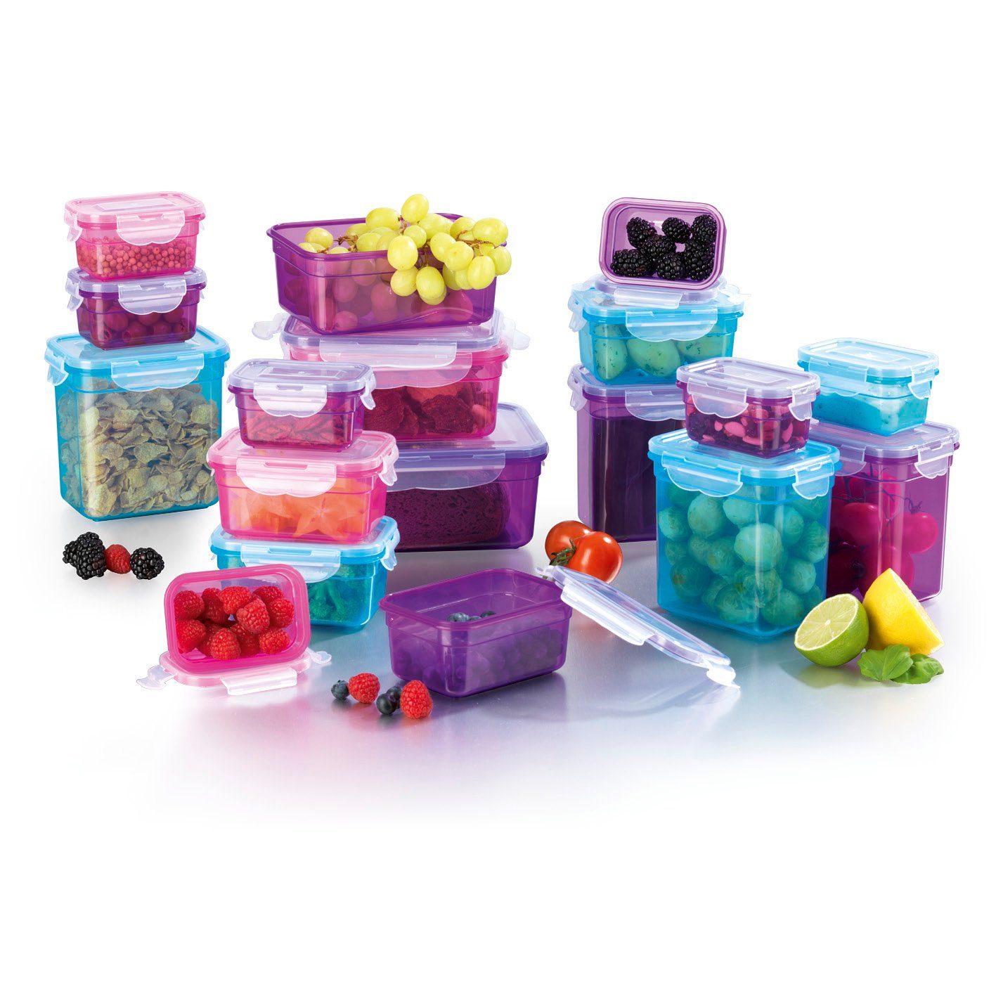 Lunchbox Farben stapelbar Mikrowelle, 3 Set, GOURMETmaxx klick-it Vorratsdose (18er Spülmaschine, 36-tlg), und Gefrierschrank für Frischhaltedose auslaufsicher, geeignet