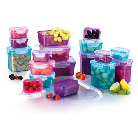 GOURMETmaxx Frischhaltedose Vorratsdose Lunchbox klick-it 3 Farben auslaufsicher, (18er Set, 36-tlg), geeignet für Spülmaschine, Gefrierschrank und Mikrowelle, stapelbar
