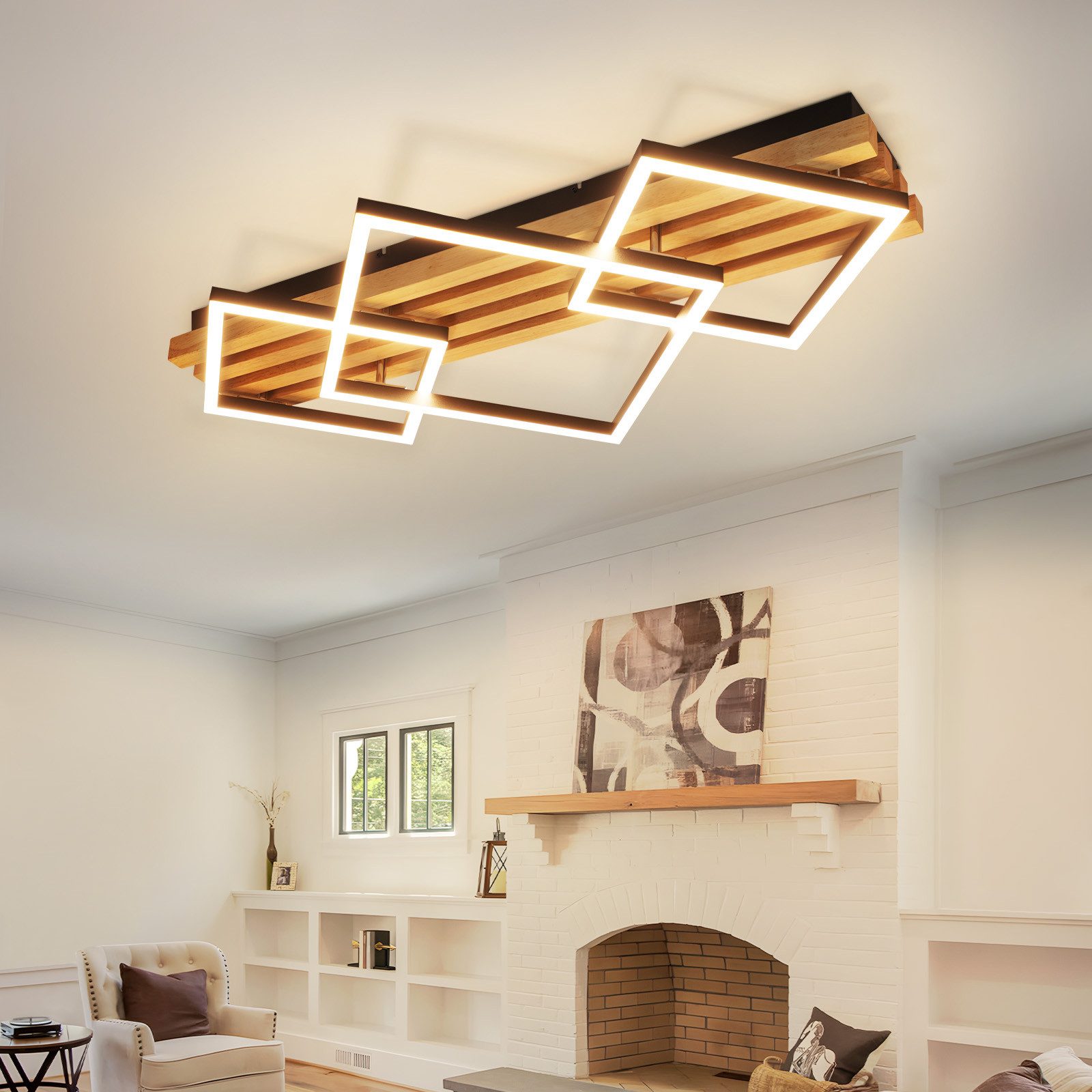 Nettlife LED Deckenleuchte Dimmbar Holz 3 günstig online kaufen