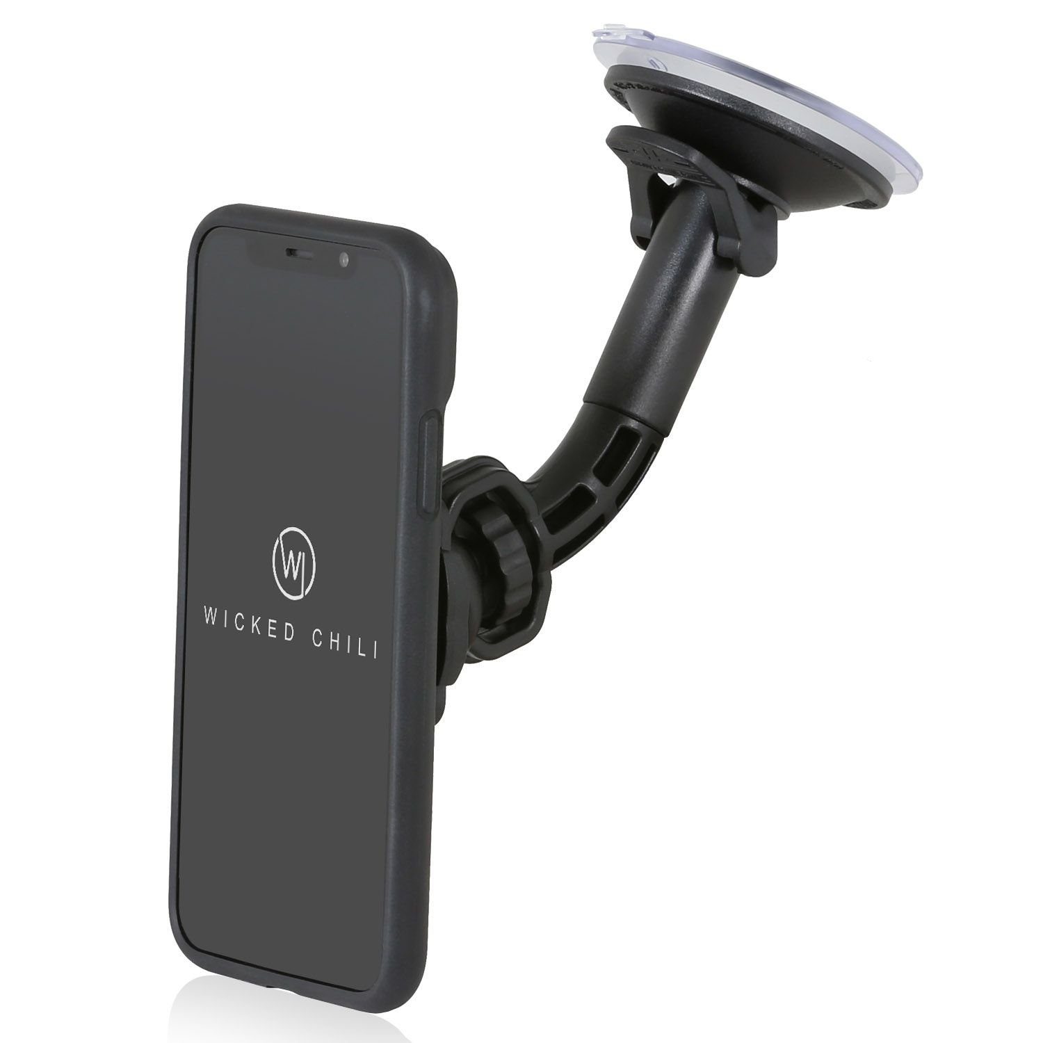 Wicked Chili QuickMOUNT KFZ Halterung + Case für iPhone XS / X  Smartphone-Halterung, (2-tlg., Autohalterung mit Saugnapf "Made in Germany"  + Superleichte, passgenaue Hülle mit integriertem Metallplättchen für  Magnethalter (iPhone X /