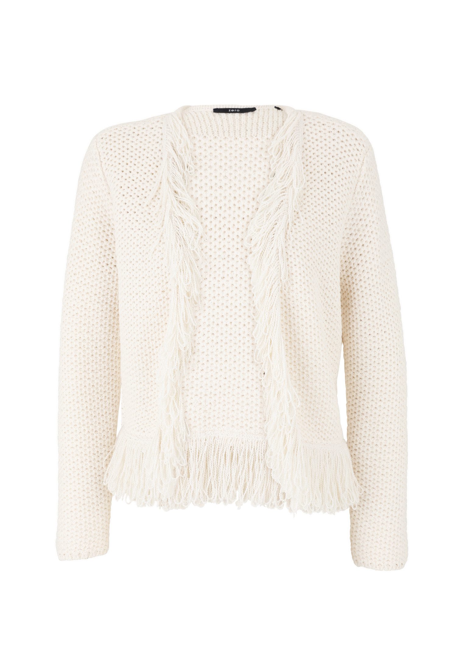 Zero Strickjacke Damen Strickjacke mit Fransen (1-tlg) Fransen günstig online kaufen