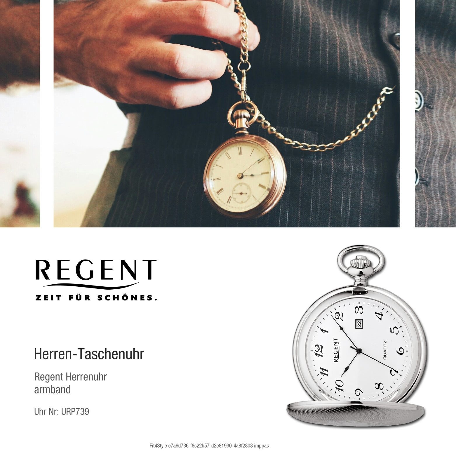 Regent Taschenuhr Regent Herren Taschenuhr Analog Gehäuse, (Analoguhr), Herren Taschenuhr rund, extra groß (ca. 51mm), Metall, Elegant – Bild 5 von 5
