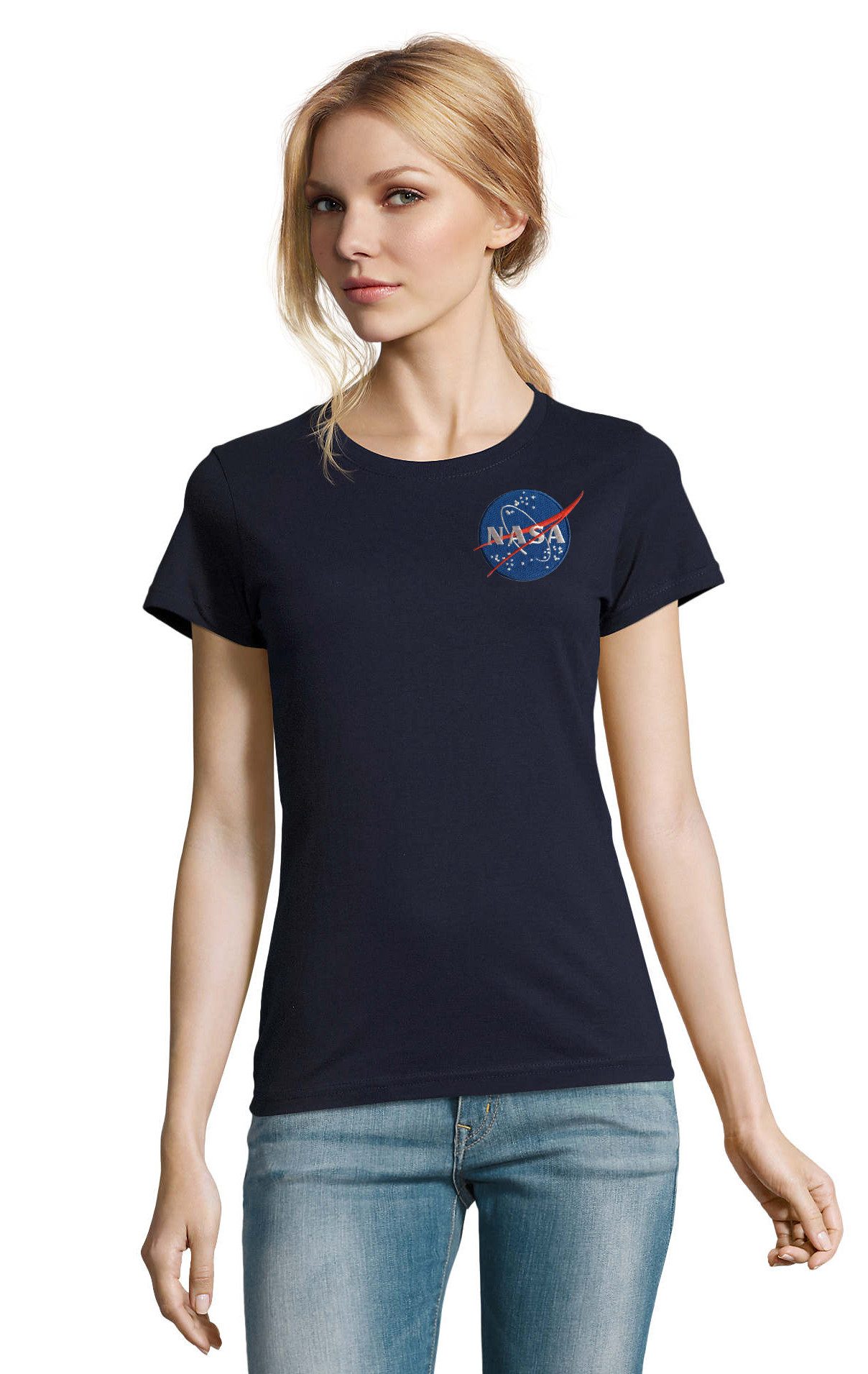 T-Shirt NASA Patch Damen T-Shirt Weltraum Retro Baumwolle Freizeit Looks