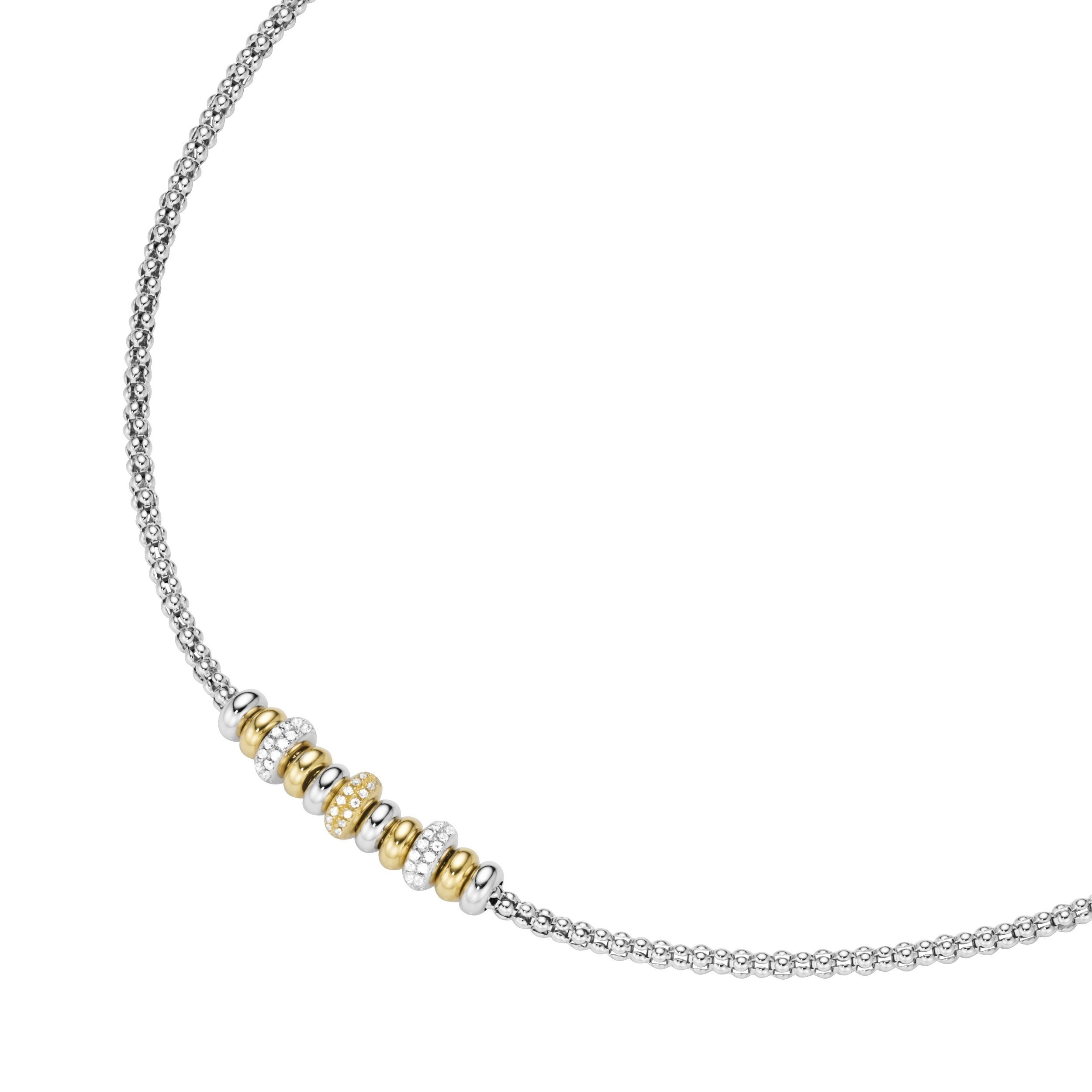 Smart Jewel Collier Himbeerkette, Rondelle, Zirkonia Steine, Silber 925