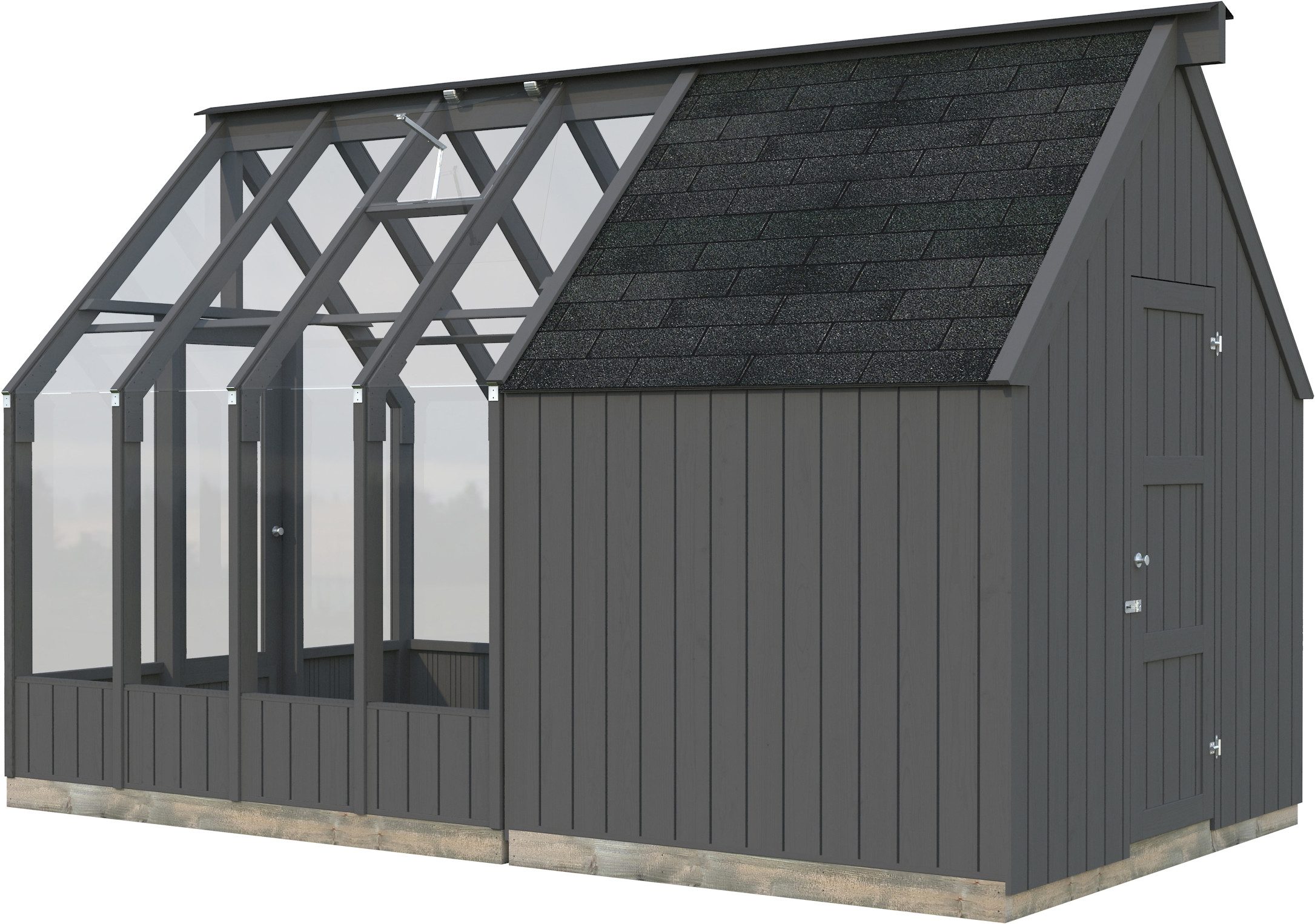 Palmako Gewächshaus Emilia Gerätehaus 4,0 m² (RAL7012), BxTxH: 240 x 187 x 286 cm, Set