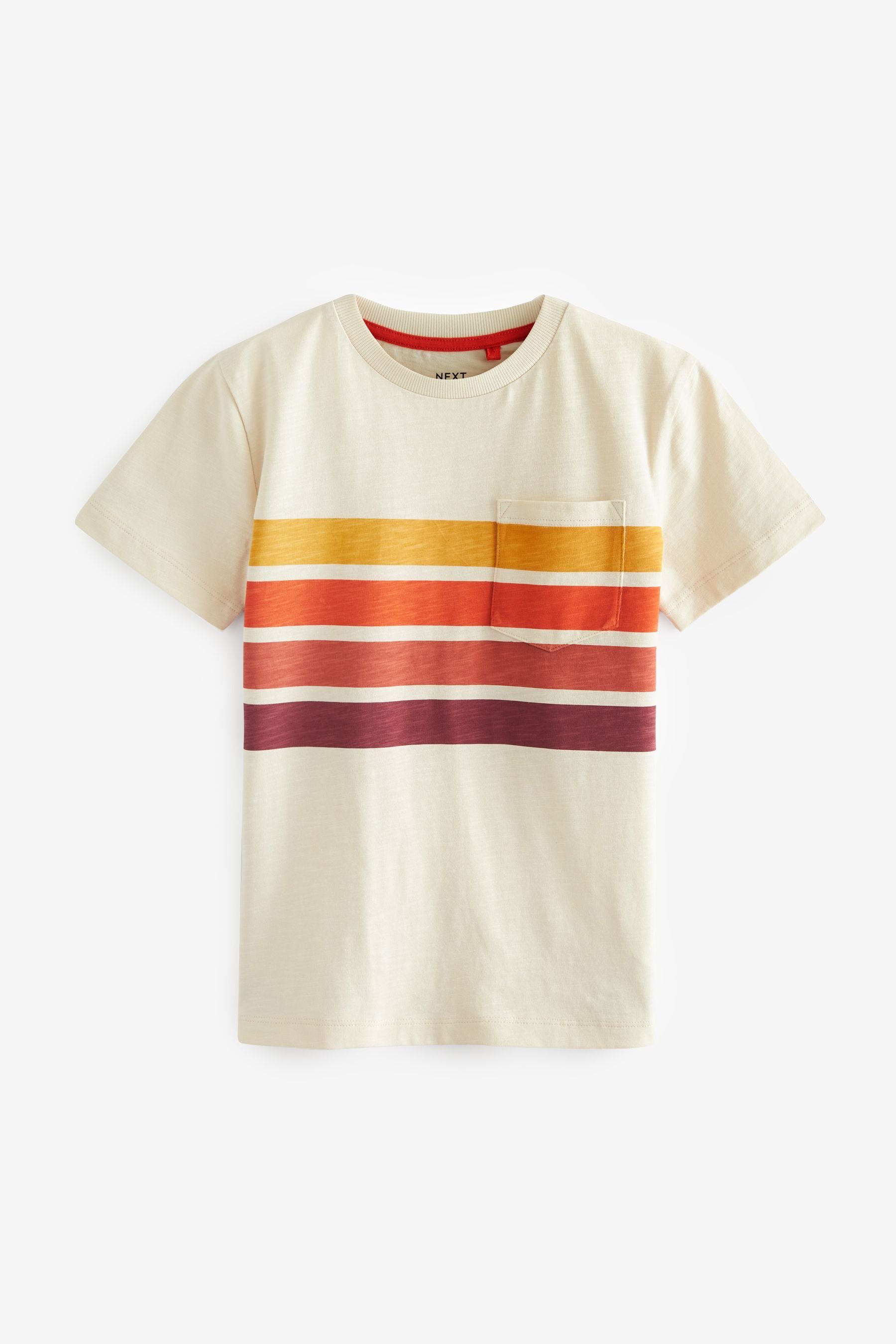 Next T-Shirt T-Shirt in Pocket (1-tlg) Stripe Neutral Blockfarben