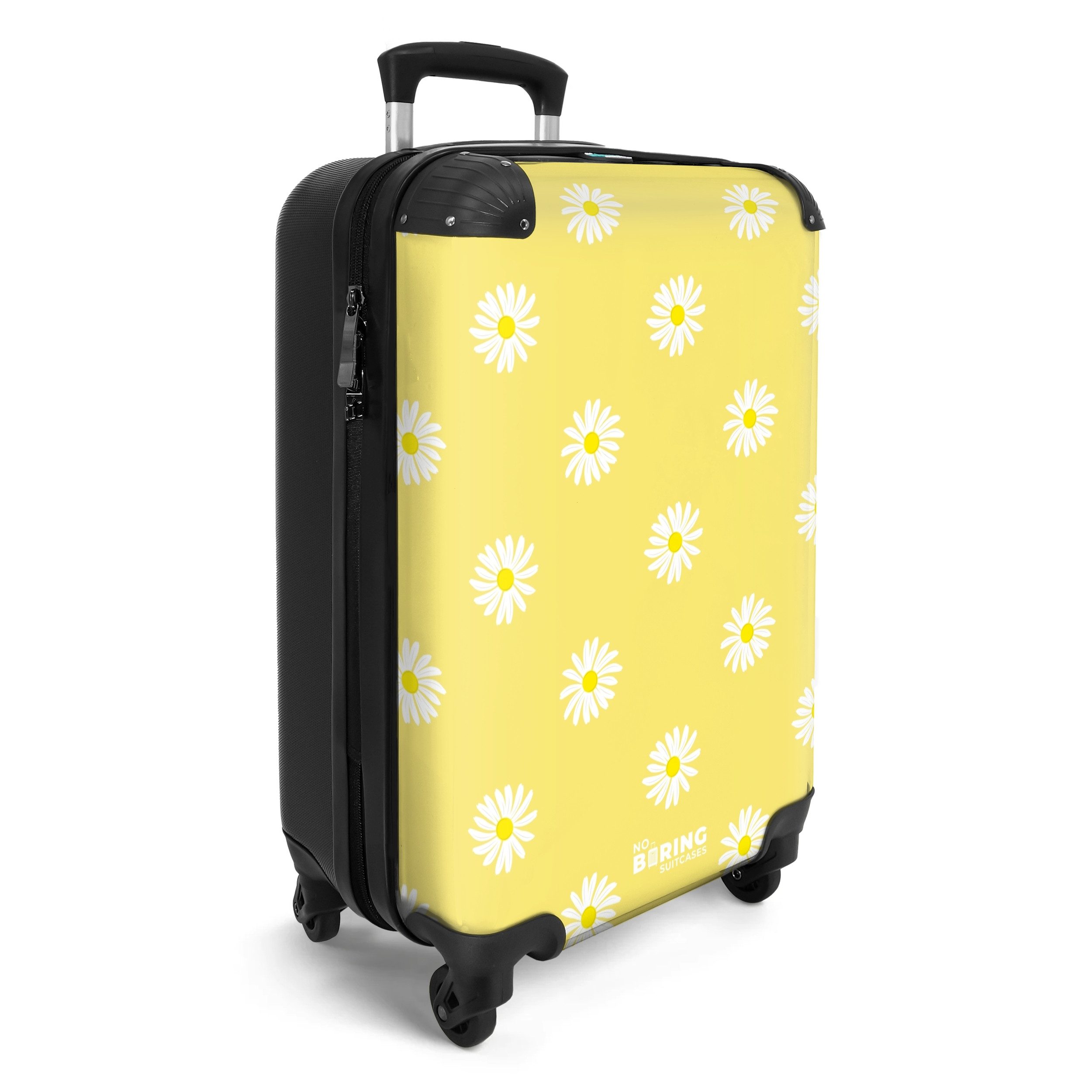 NoBoringSuitcases.com© Hartschalen-Trolley Pastellgelb mit Gänseblümchen 55 günstig online kaufen