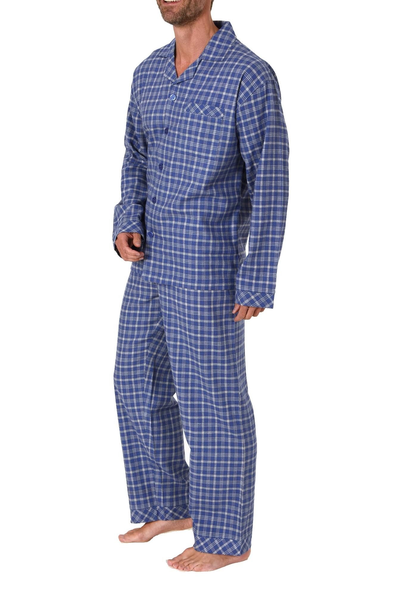 Trend by Normann Pyjama Herren Flanell Schlafanzug zum durchknöpfen - auch günstig online kaufen