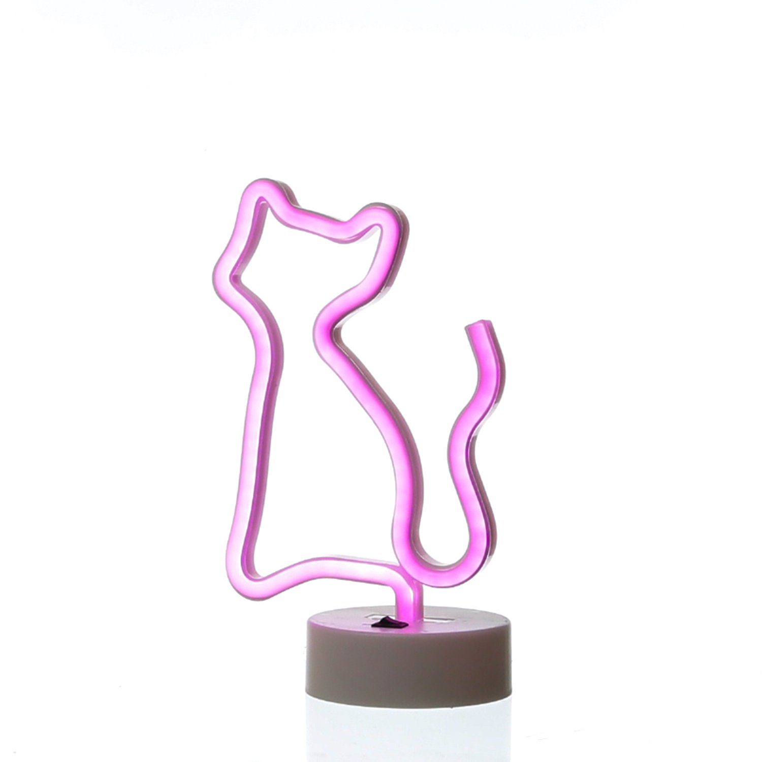 Neonlicht Neonschild pink SATISFIRE Leuchtfigur LED 25cm LED KATZE USB Dekolicht Batterie