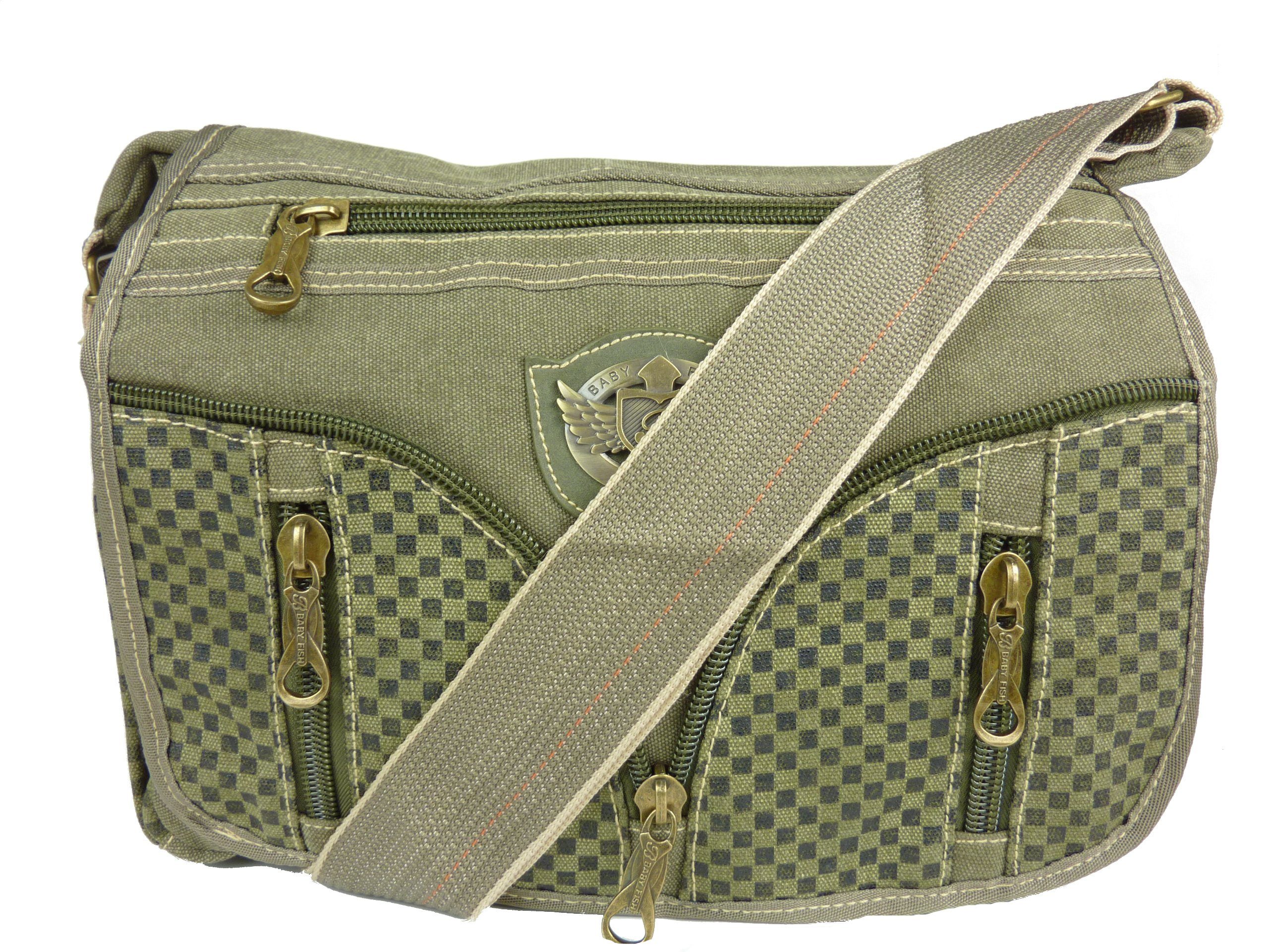 Taschen4life Messenger Bag Canvas Umhängetasche 5515 Stofftasche, lässige Damen & Herren Schultertasche, Jeanstasche, Segeltuch, Fächer