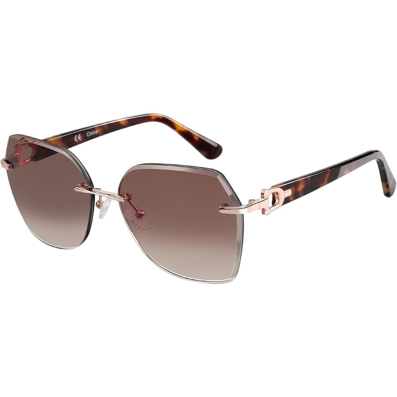LuxusKollektion Sonnenbrille Sonnenbrille Damen Randlos Groß Diamant Verlauf UV Schutz Braun
