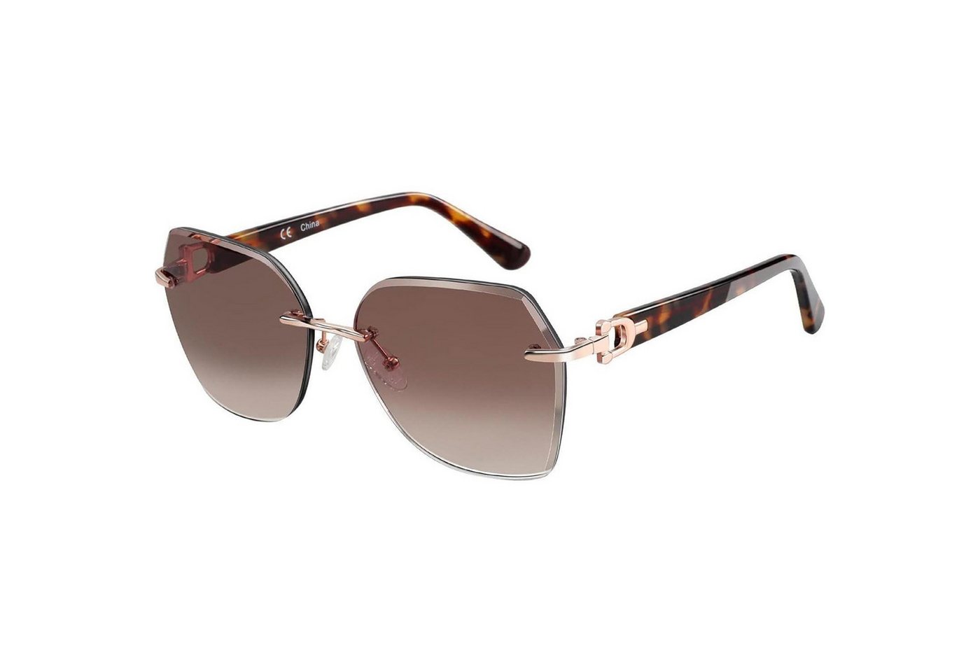 LuxusKollektion Sonnenbrille Sonnenbrille Damen Randlos Groß Diamant Verlauf UV Schutz Braun