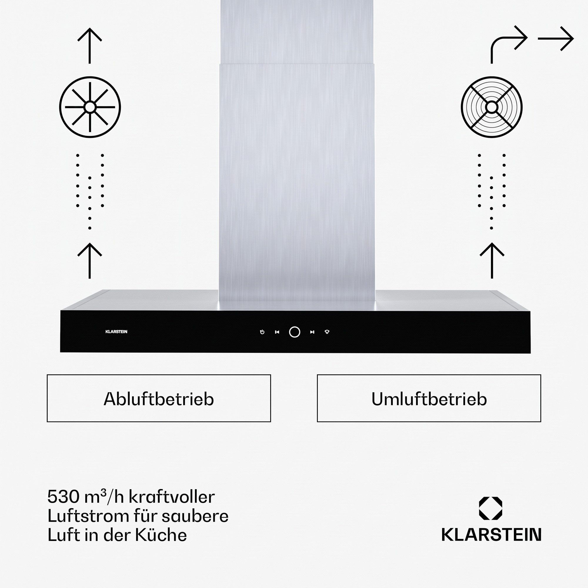 Klarstein Deckenhaube SmartEdge 90 SmartEdge 90, Dunstabzugshaube Abzughaube Abluft Umluft Touch Wifi App