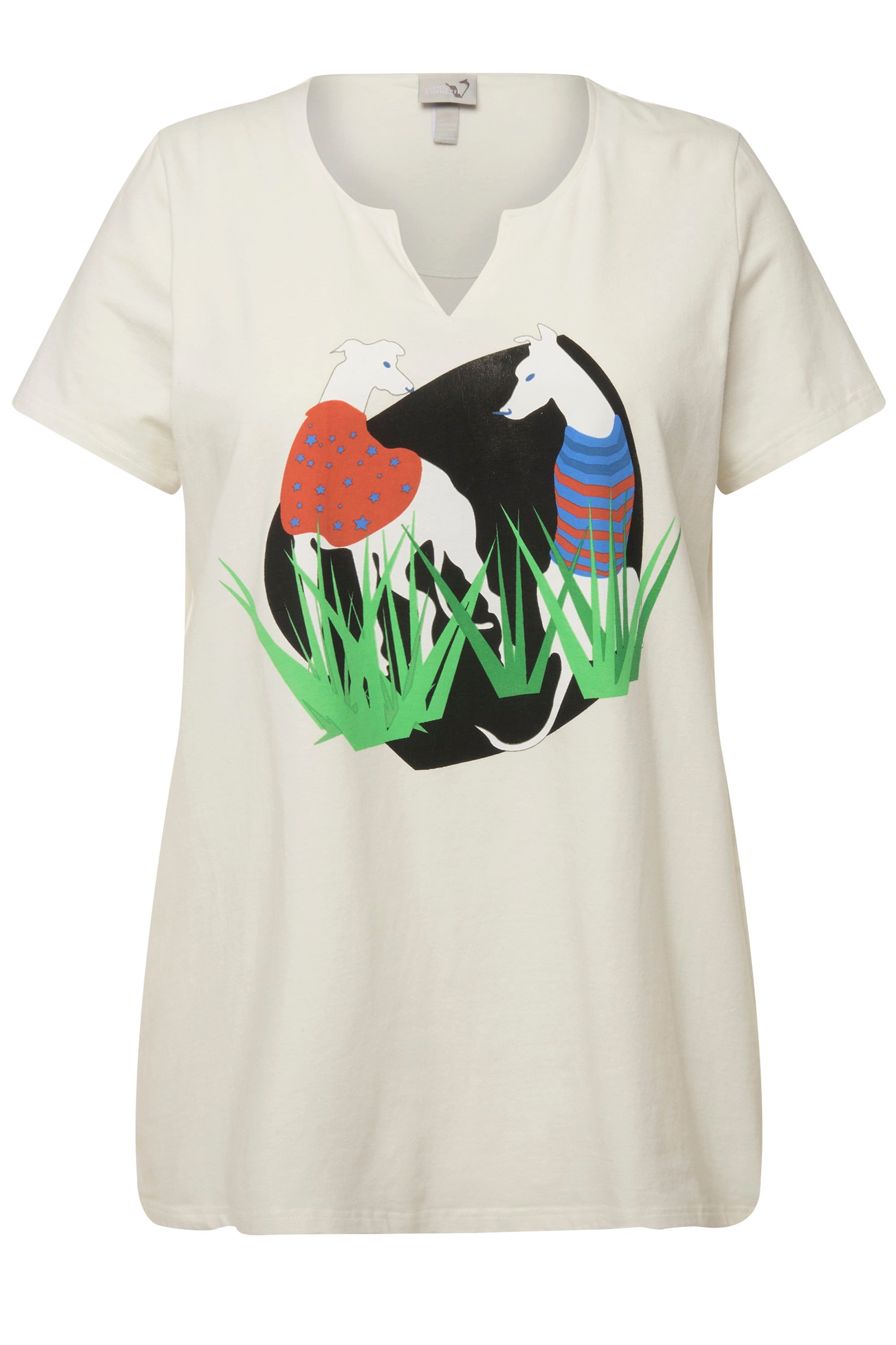 Ulla Popken T-Shirt T-Shirt Wildhund A-Linie günstig online kaufen