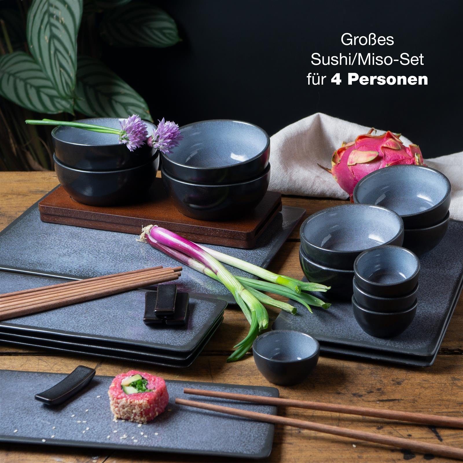 Moritz & Moritz Sushiteller Moritz & Moritz VIDA 29tlg Sushi Set Blau, (29 St), für 4 Personen - 29 Teile